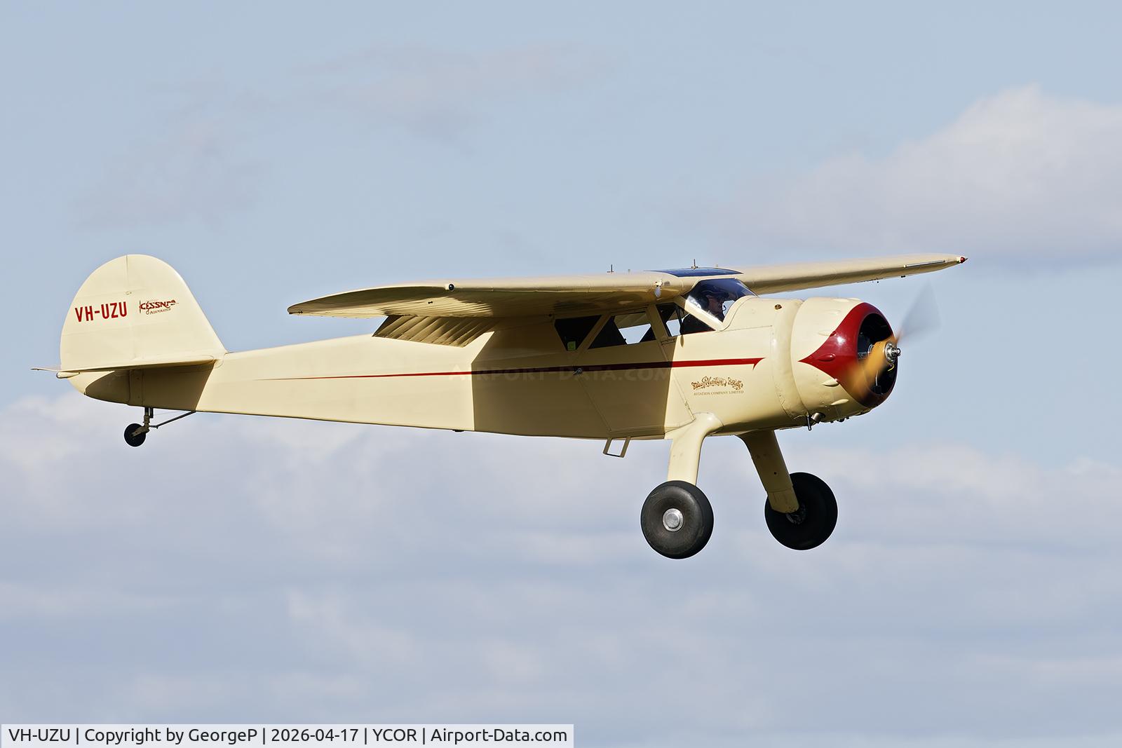 VH-UZU, 1937 Cessna C-37 Airmaster C/N 357, Antique Aeroplane Assn of Australia National Fly-in.