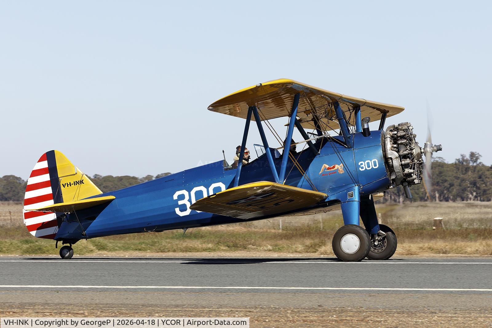 VH-INK, 1943 Boeing A75L300 C/N 75-7041, Antique Aeroplane Assn of Australia National Fly-in.