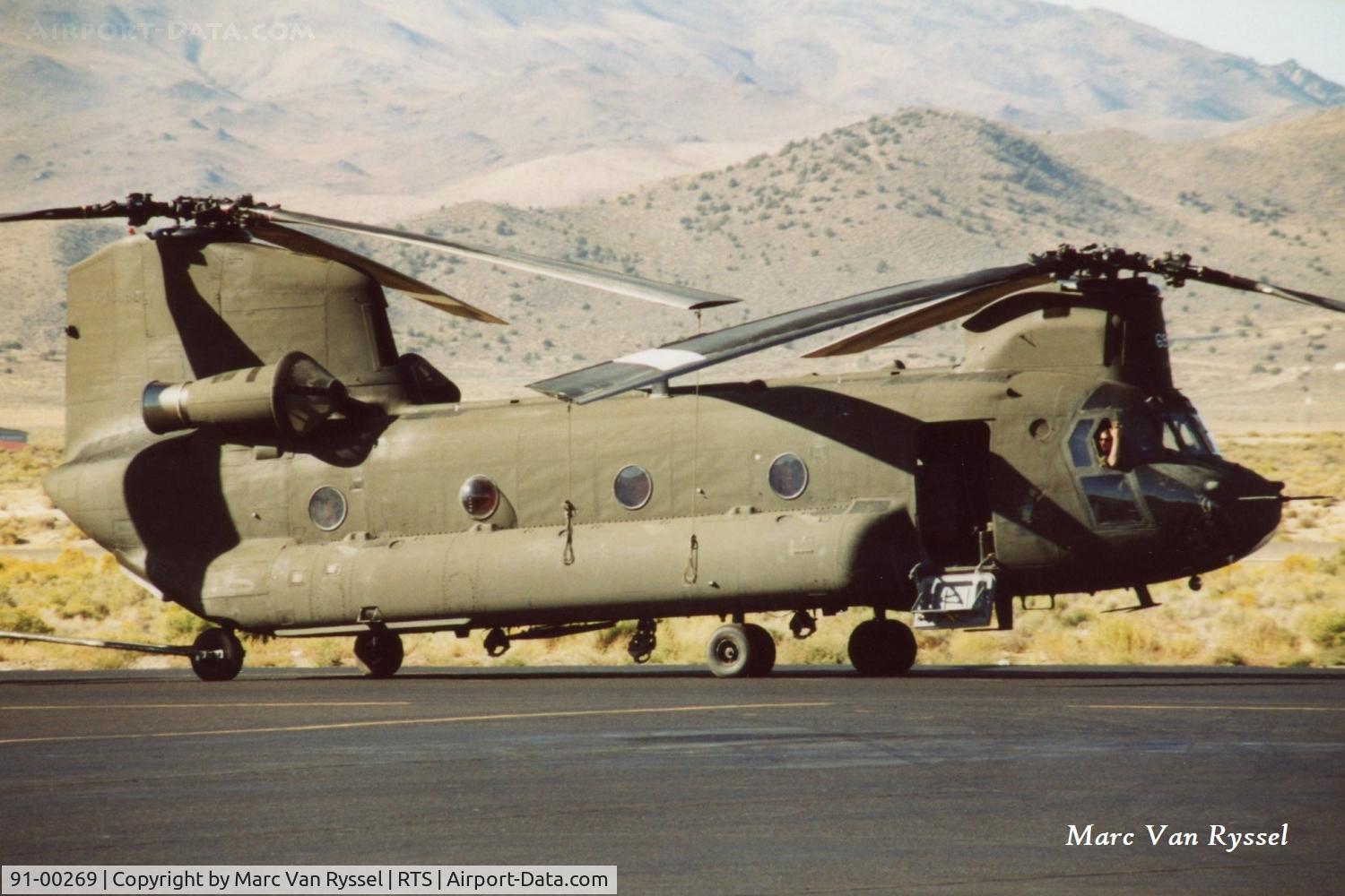 91-00269, 1992 Boeing Vertol CH-47D Chinook C/N M.3418, 91-00269 at Reno Air Races in Sept 2002. This helicopter was shot down in Aghanistan on 4 Dec 2005 and was detroyed by post landing fire.