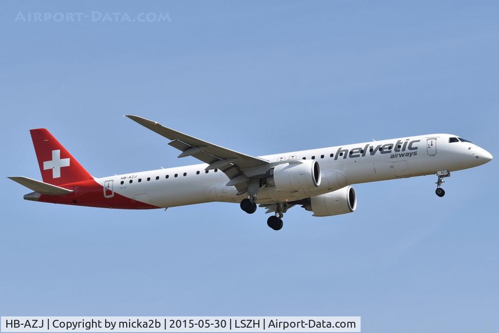 HB-AZJ, 2021 Embraer E195-E2 (ERJ-190-400 STD) C/N 19020057, Landing