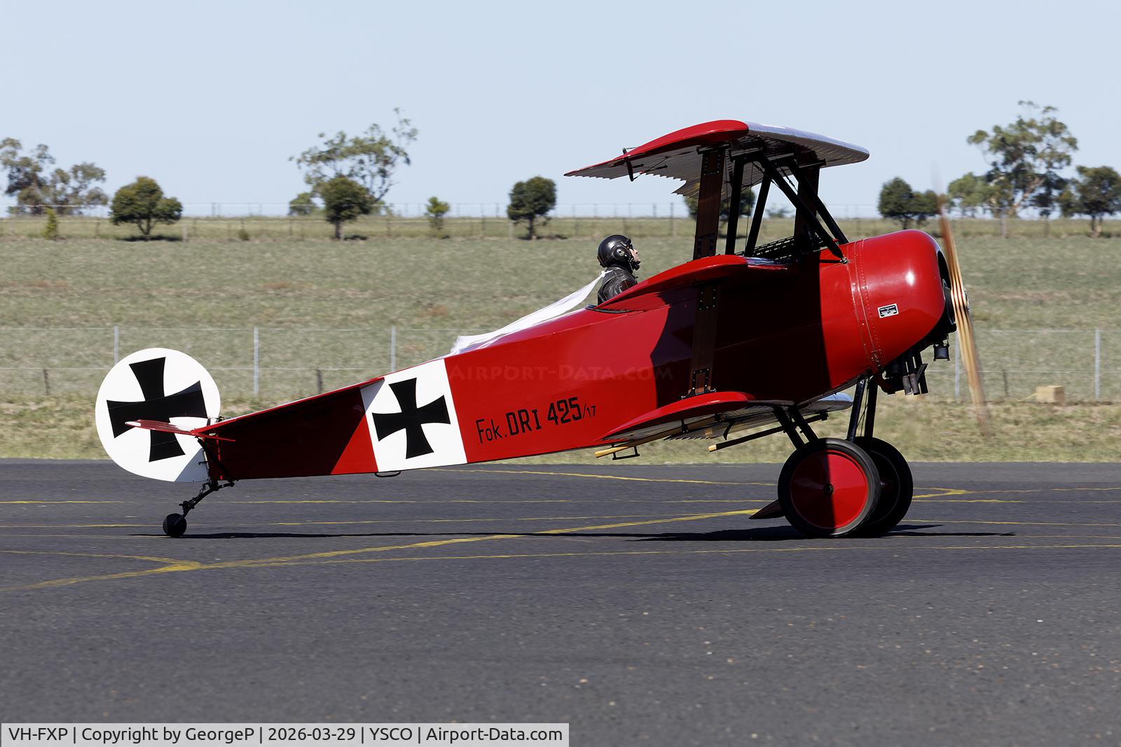 VH-FXP, 1970 Fokker Dr.1 Triplane Replica C/N NA-1, Warbirds Over Scone 2026.