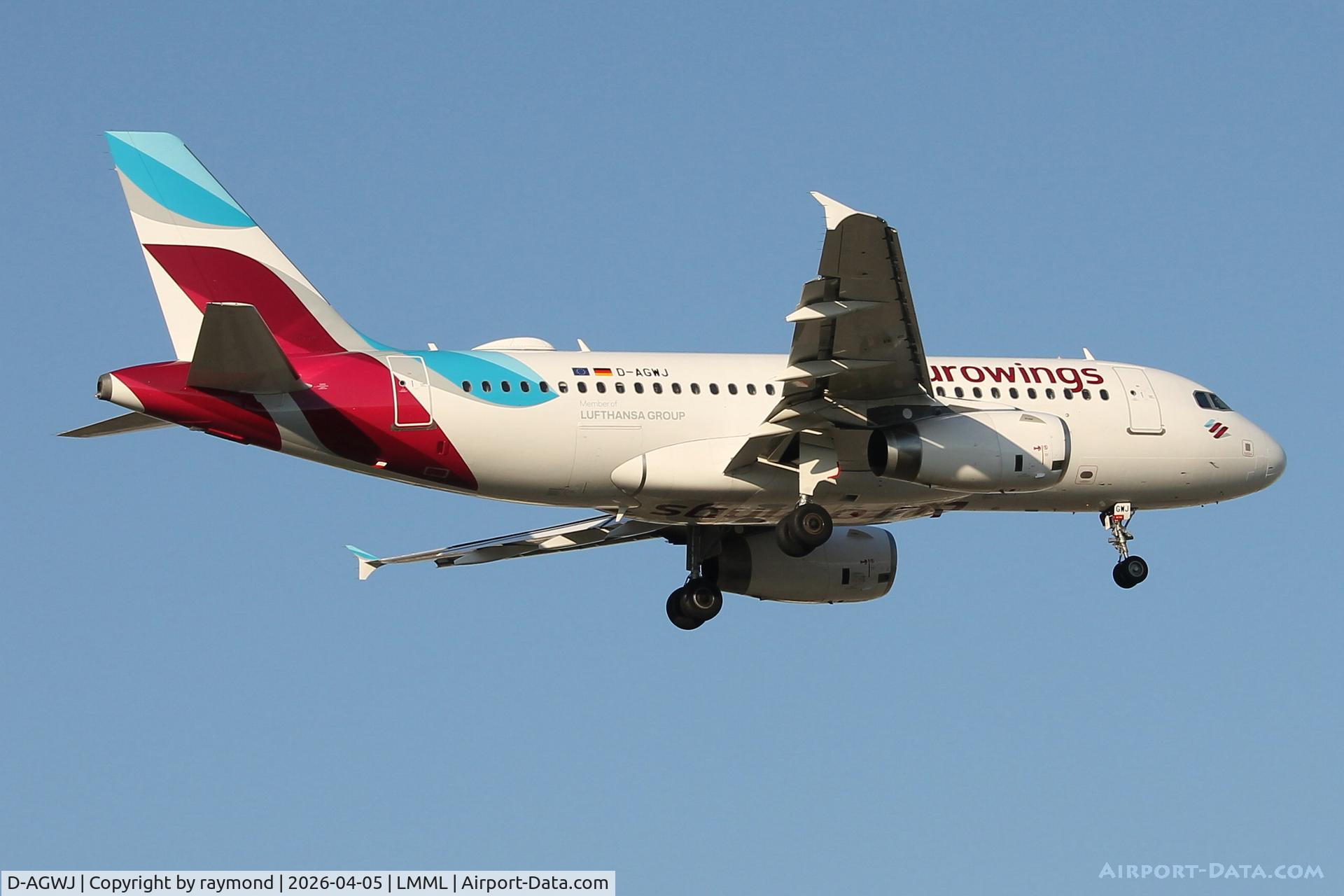 D-AGWJ, 2008 Airbus A319-132 C/N 3375, Airbus A319-132 reg D-AGWJ of Eurowings landing in Malta RW13.