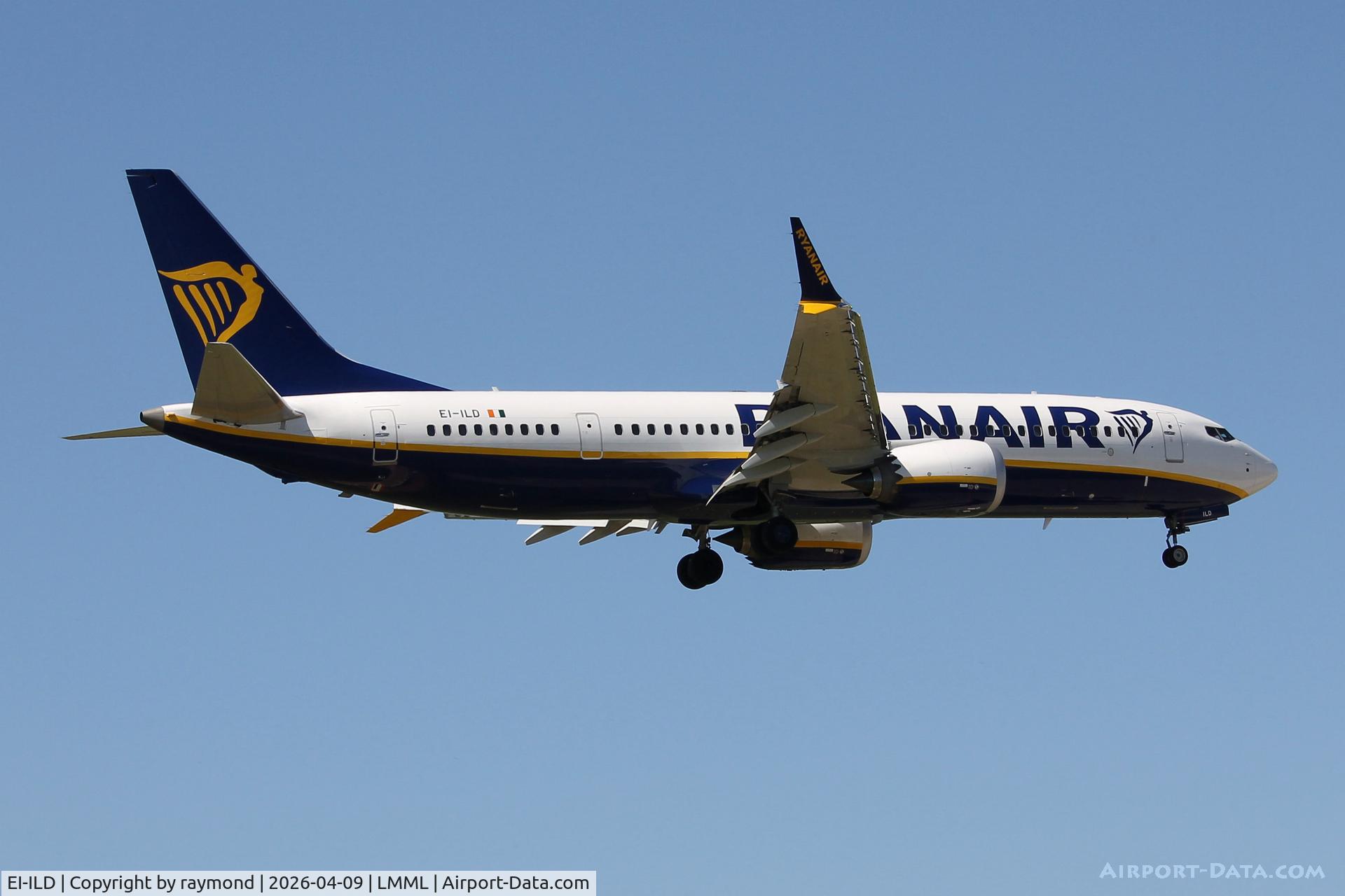 EI-ILD, Boeing 737- MAX 8 C/N 67063, Boeing 737-8 MAX reg EI-ILD of Ryanair approaching RW13 landing in Malta.