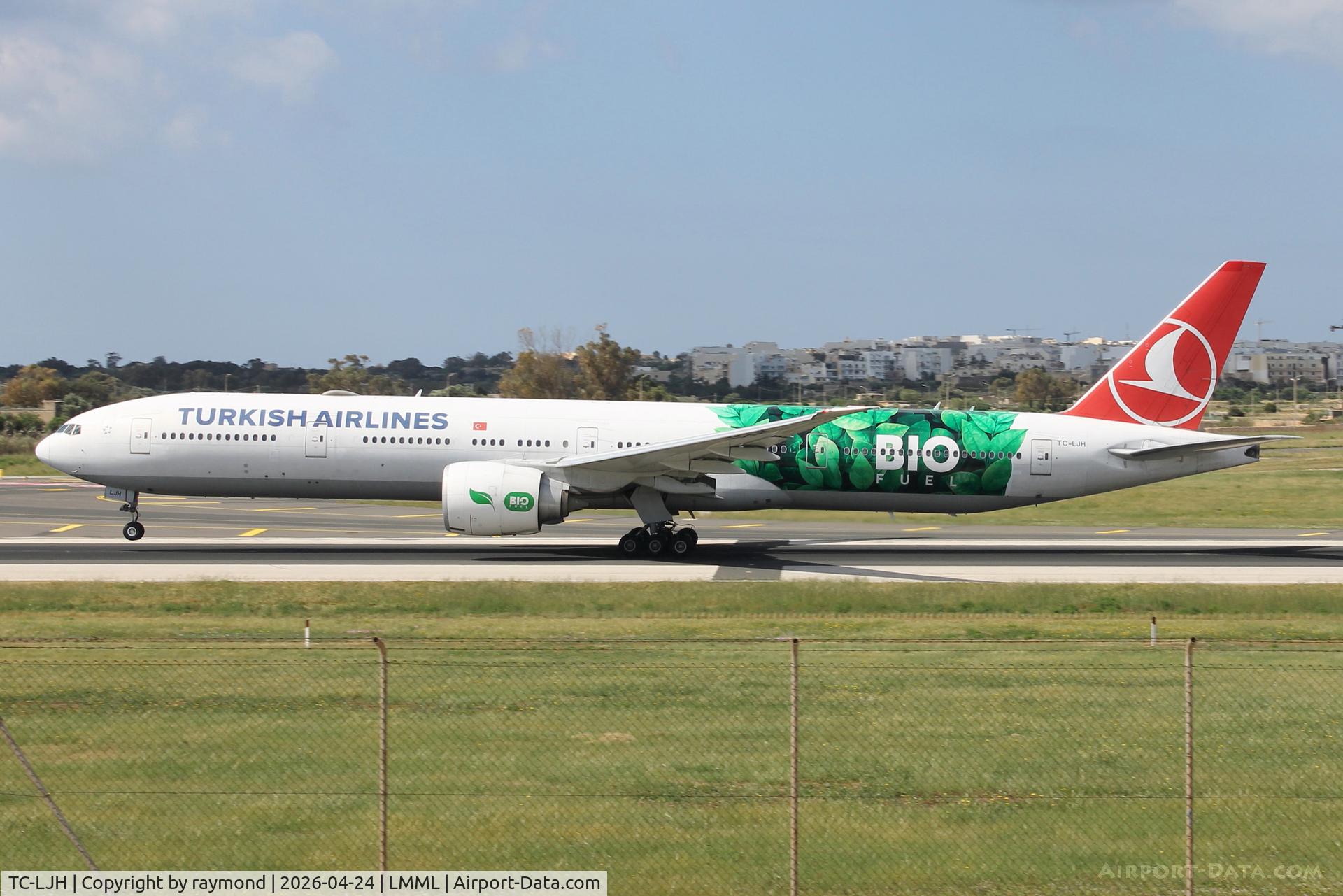 TC-LJH, 2016 Boeing 777-3F2/ER C/N 44129, Boeing 777-3F2/ER reg TC-LJH in special BIO Livery for Turkish Airlines on rotation RW13 departing for Istanbul.