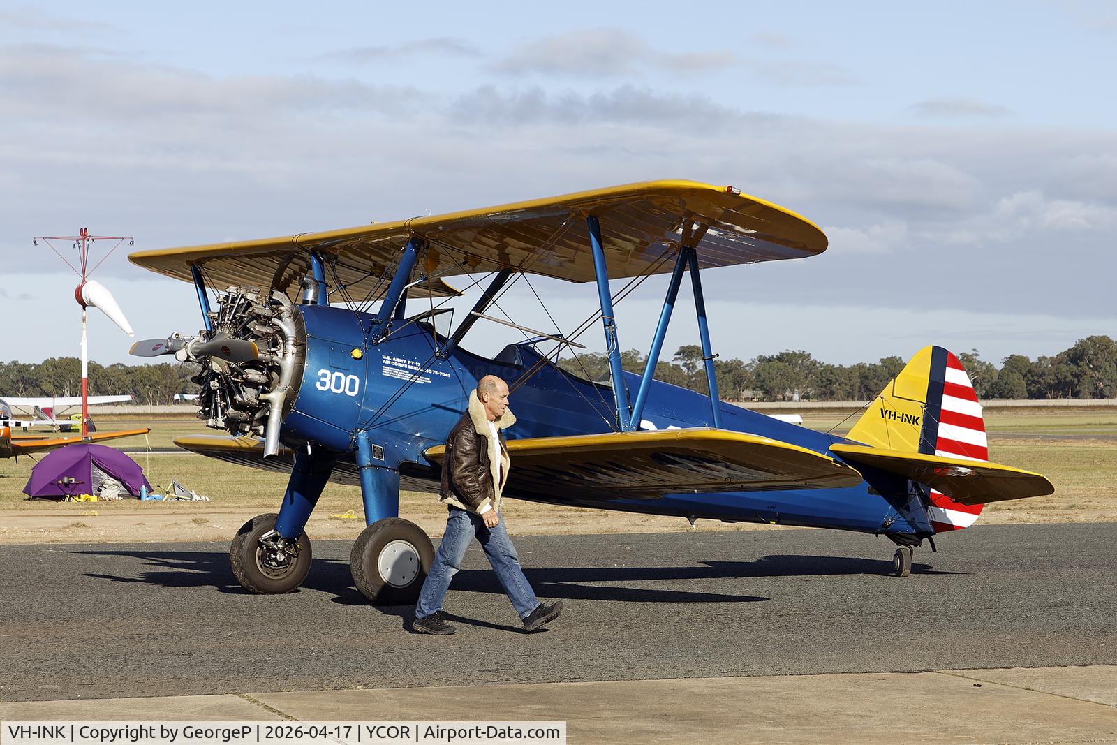 VH-INK, 1943 Boeing A75L300 C/N 75-7041, Antique Aeroplane Assn of Australia National Fly-in.