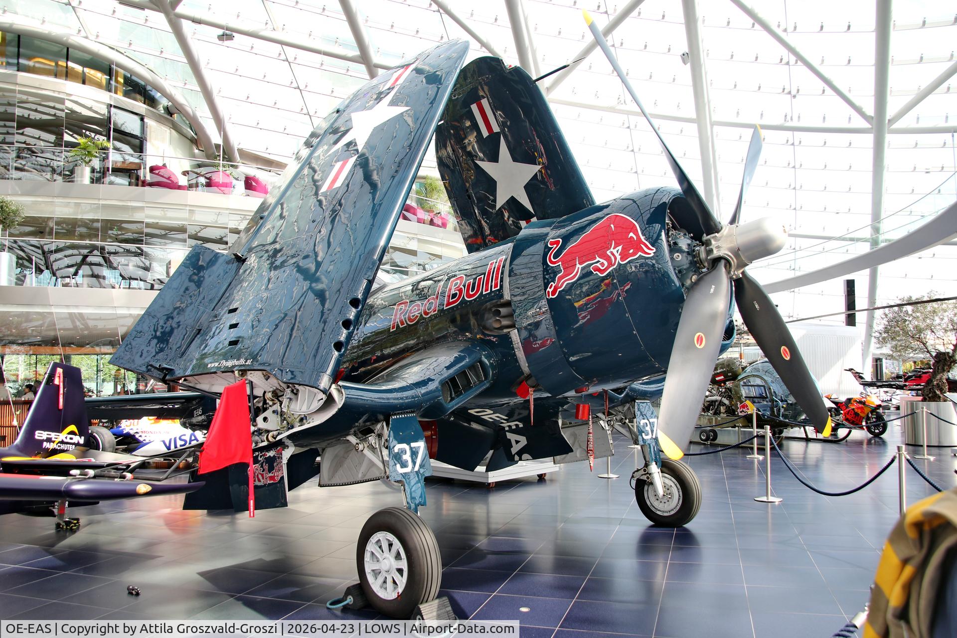OE-EAS, 1945 Vought F4U-4 Corsair C/N 9149, LOWS - Salzburg Airport, Salzburg Austria RedBull Hangar 7