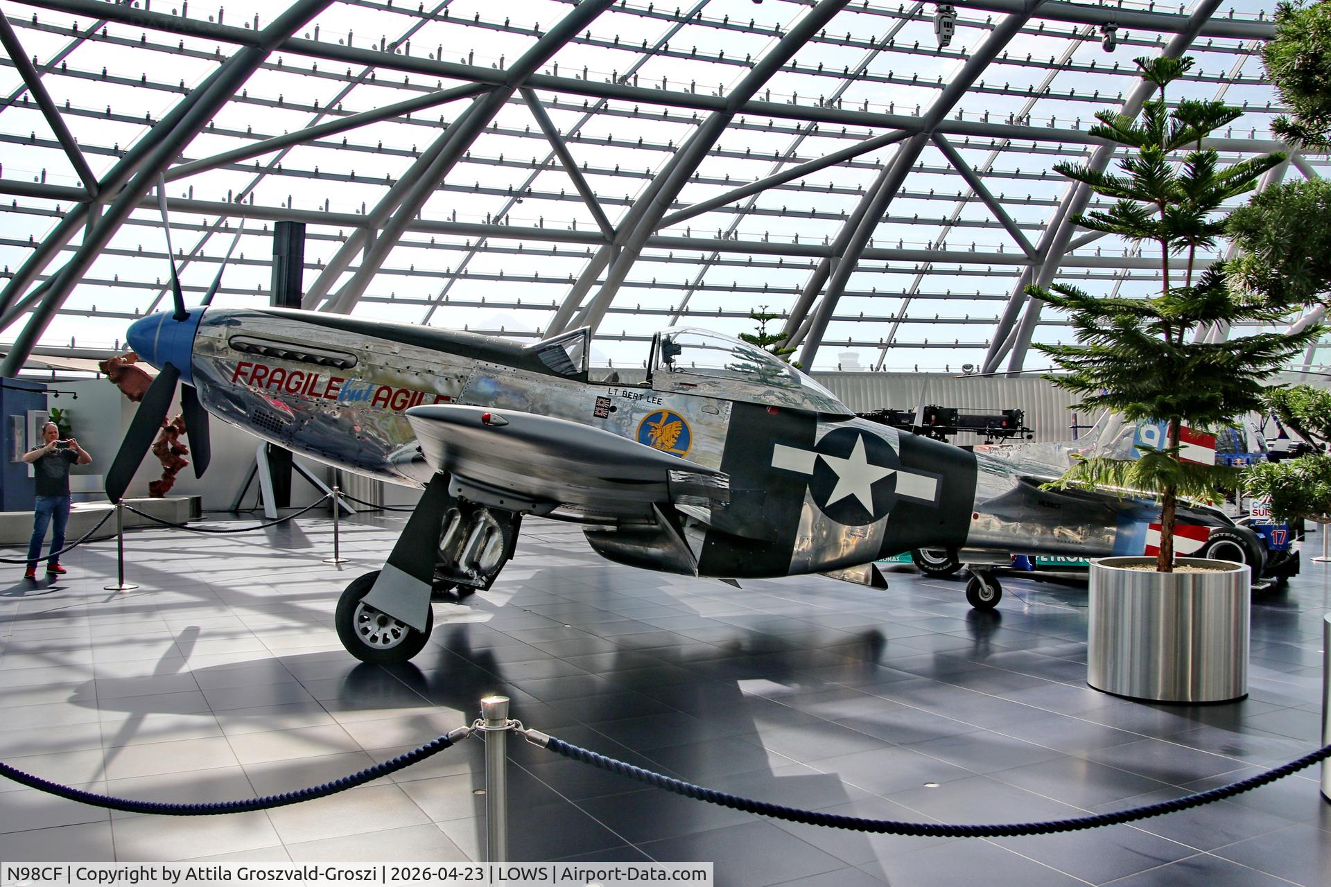 N98CF, 1944 North American P-51K Mustang C/N 111-30149, LOWS - Salzburg Airport, Salzburg Austria RedBull Hangar 7