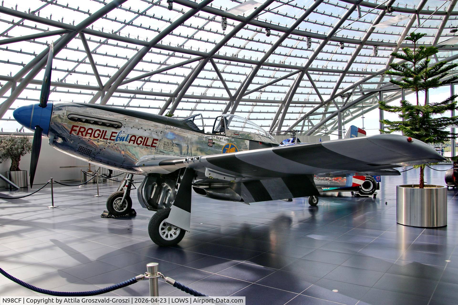 N98CF, 1944 North American P-51K Mustang C/N 111-30149, LOWS - Salzburg Airport, Salzburg Austria RedBull Hangar 7
