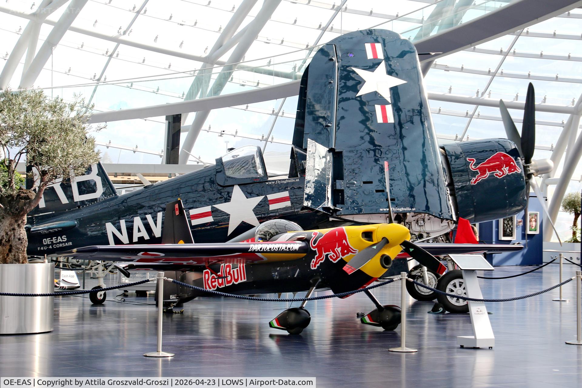 OE-EAS, 1945 Vought F4U-4 Corsair C/N 9149, LOWS - Salzburg Airport, Salzburg Austria RedBull Hangar 7