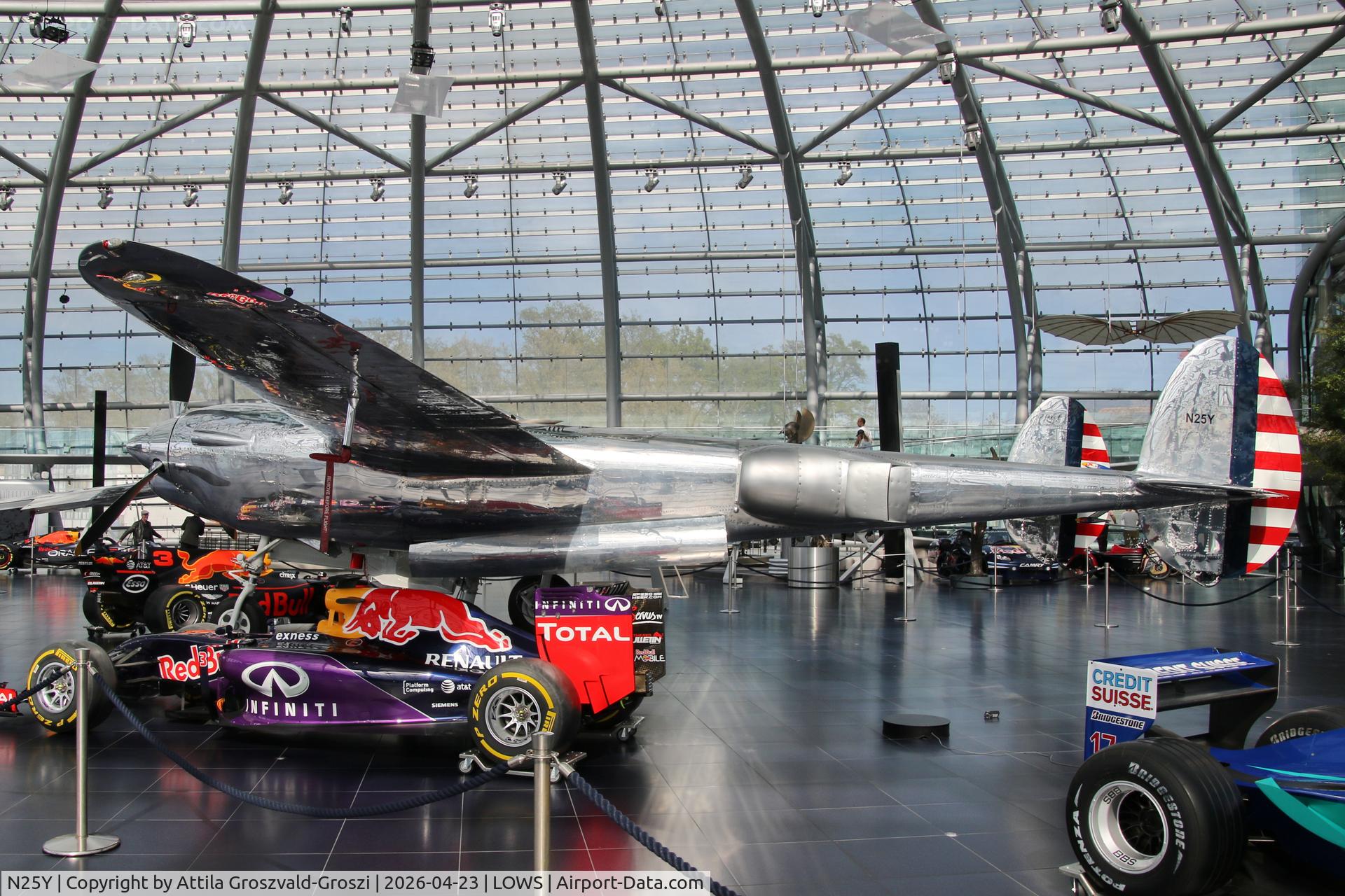 N25Y, 1944 Lockheed P-38L-5LO Lightning C/N AF44-53254, LOWS - Salzburg Airport, Salzburg Austria RedBull Hangar 7