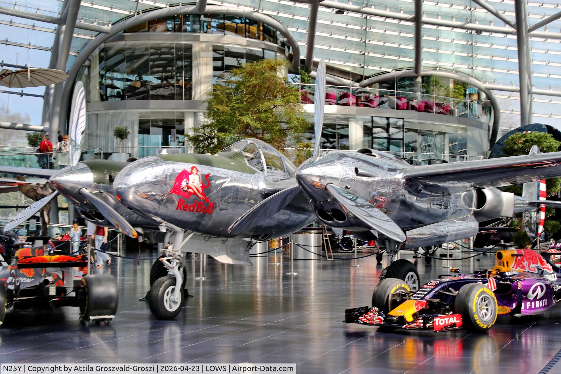 N25Y, 1944 Lockheed P-38L-5LO Lightning C/N AF44-53254, LOWS - Salzburg Airport, Salzburg Austria RedBull Hangar 7