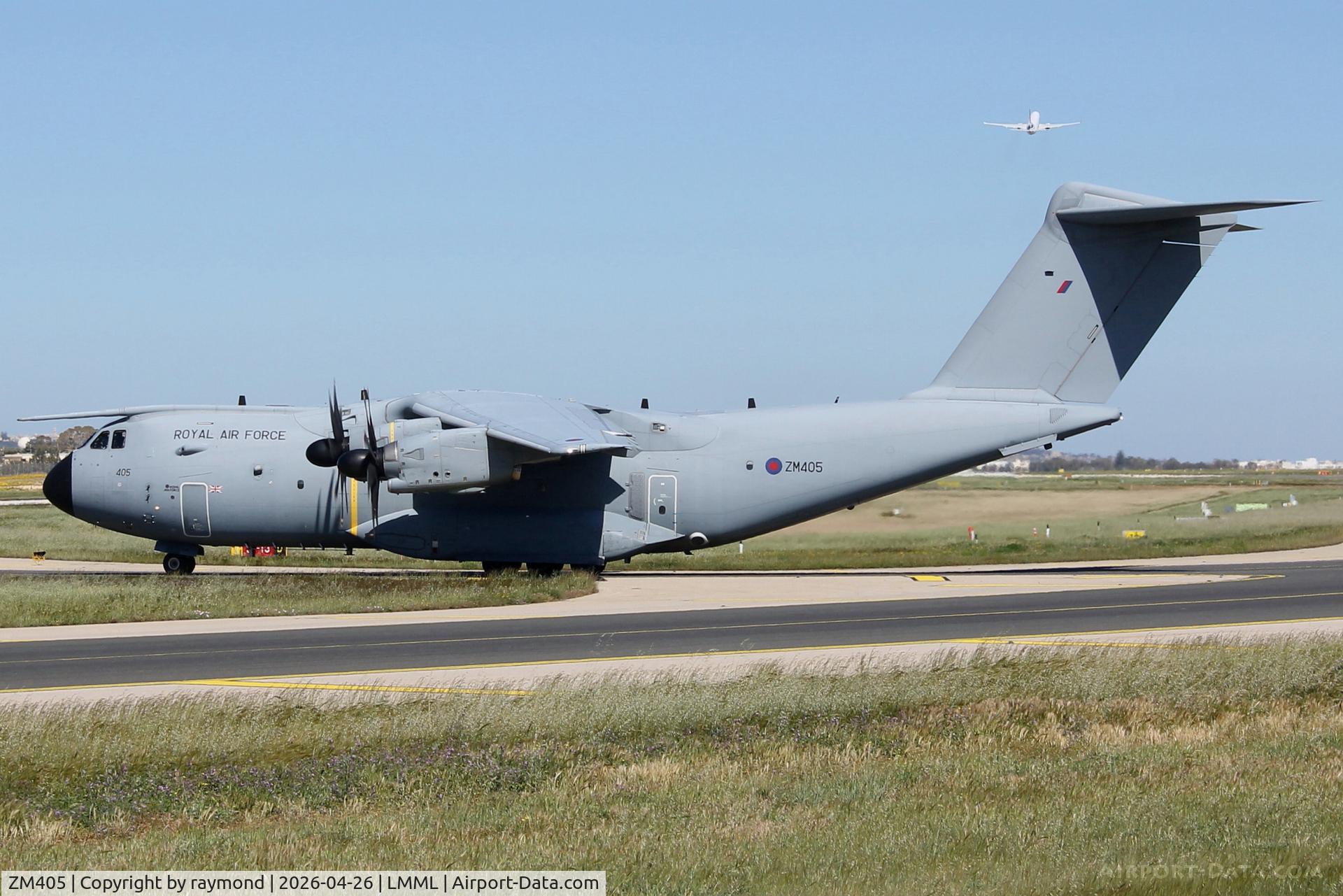 ZM405, 2015 Airbus A400M Atlas C.1 C/N 024, Airbus A400M Atlas reg ZM405 taxiing out for departure from Malta to Akrotiri as Ascot 4210.