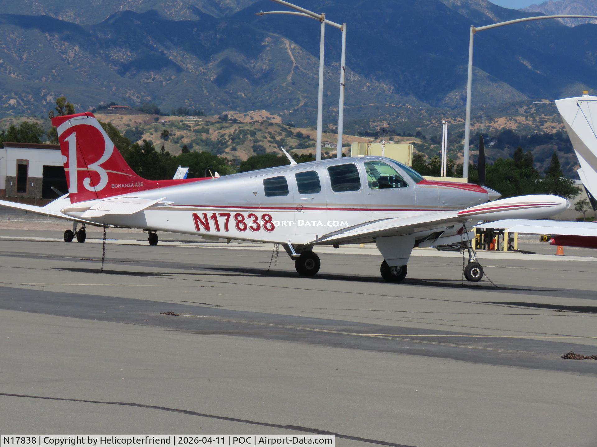 N17838, 1977 Beech A36 Bonanza 36 C/N E-1046, Parked in transit parking
