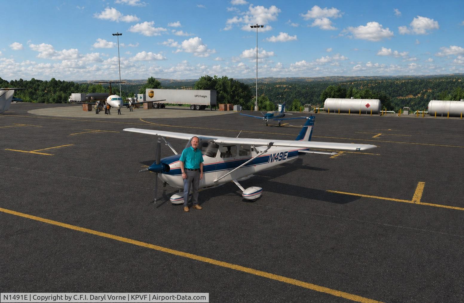 N1491E, 1978 Cessna 172N C/N 17271021, Pilot Keith at KPVF Airport Placerville CA posing with Cessna N1491E