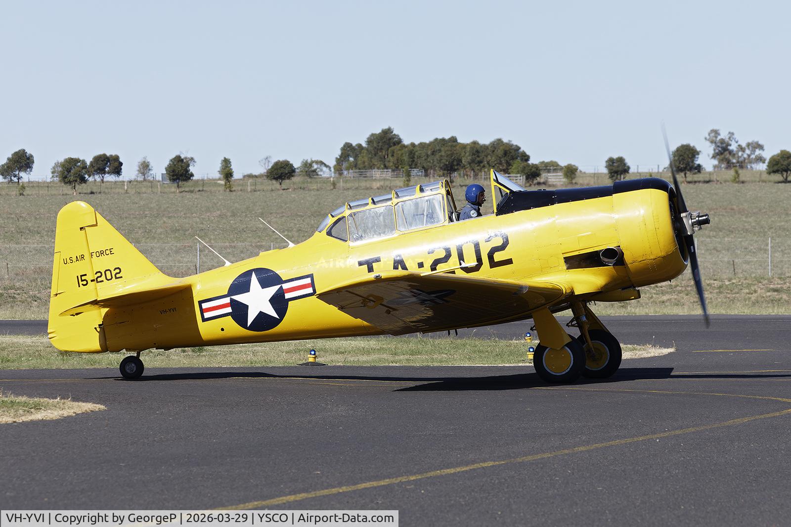 VH-YVI, 1951 North American AT-6G Texan C/N 188-065, Warbirds Over Scone 2026.