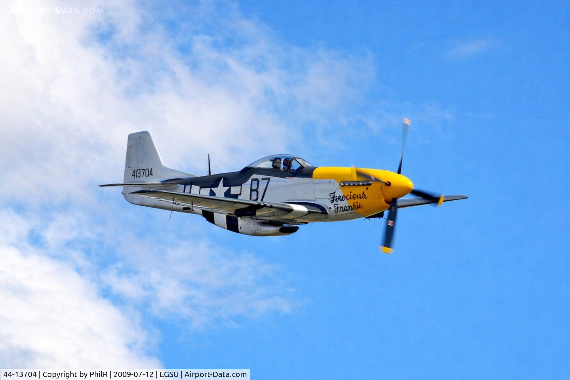 44-13704, 1944 North American P-51D-5-NA Mustang C/N 109-27337, 44-13704 (G-BTCD 44-71349) 1944 NA P-51D Mustang 'Fercious Frankie' USAAF Flying Legends Duxford