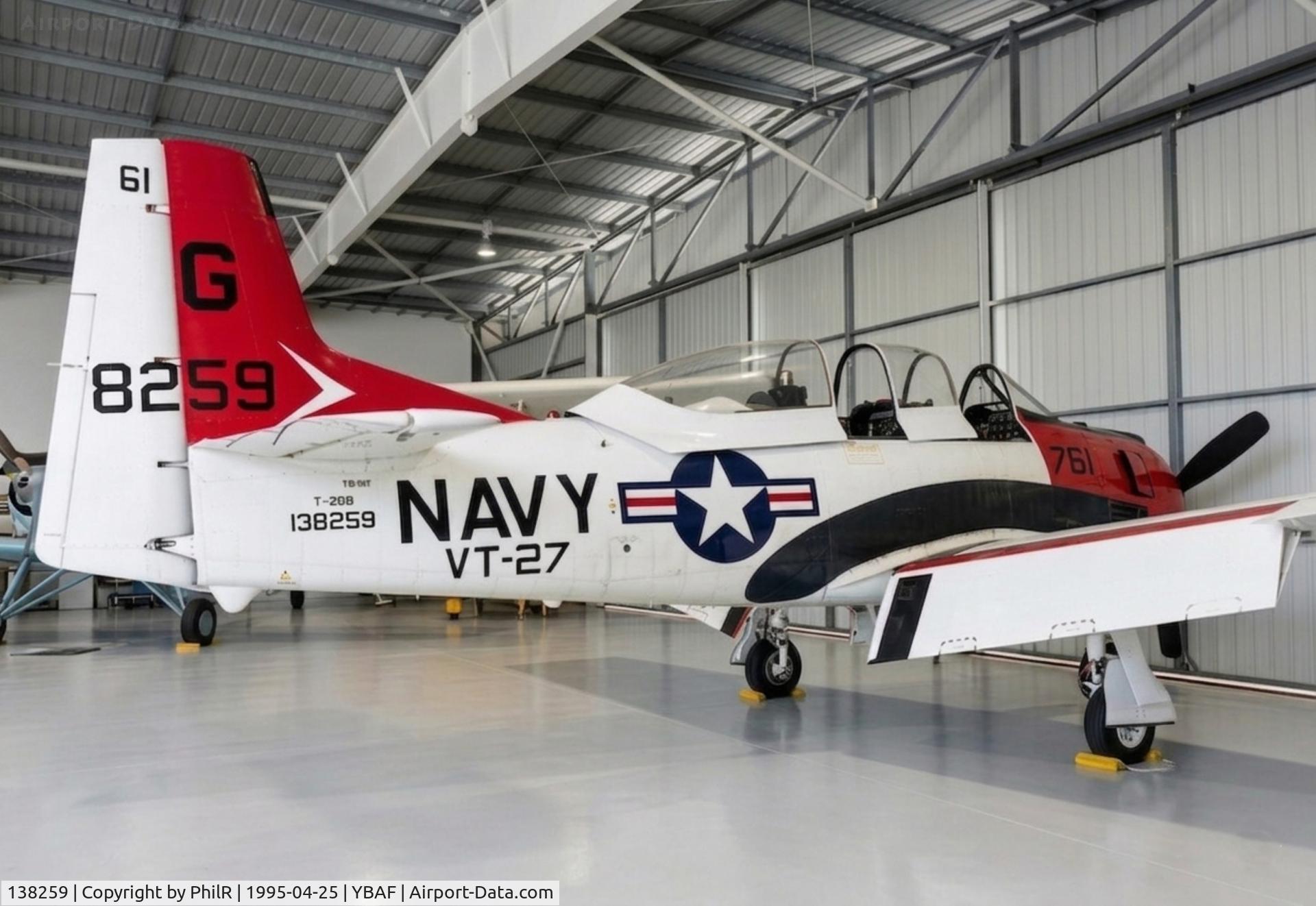 138259, 1954 North American T-28B Trojan C/N 200-330, 138259 (55-138259 0-38259 USAF-RLaoAF, N86AW, VH-SHT) NA T-28D Trojan USN Archerfield Warbirds 