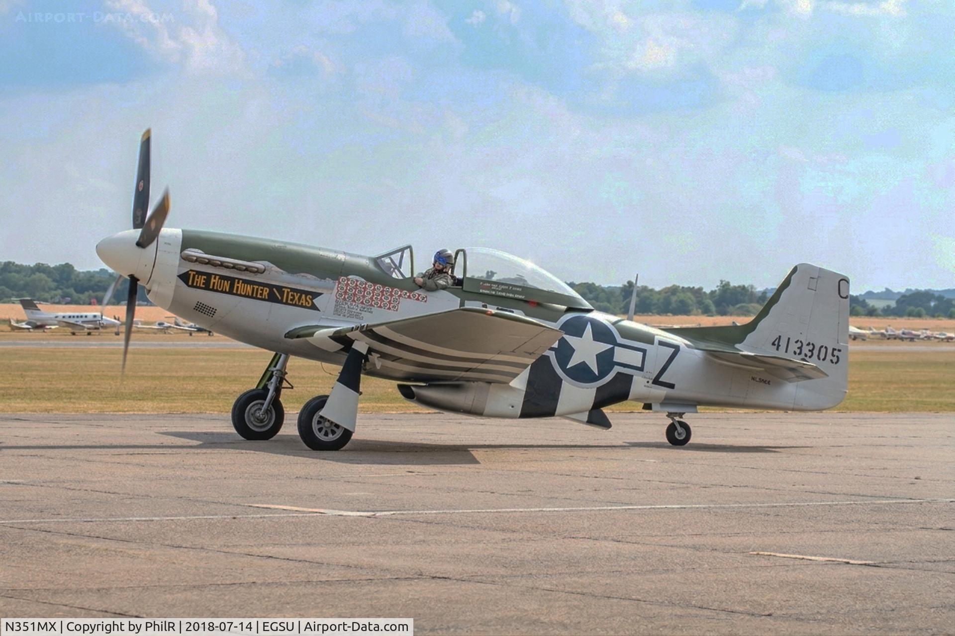 N351MX, 1944 North American P-51D Mustang C/N 122-40931 (44-74391), 413305 (44-74391, N351MX) 1944 NA P-51D Mustang 'The Hun Hunter - Texas' USAAF Flying Legends Duxford 
