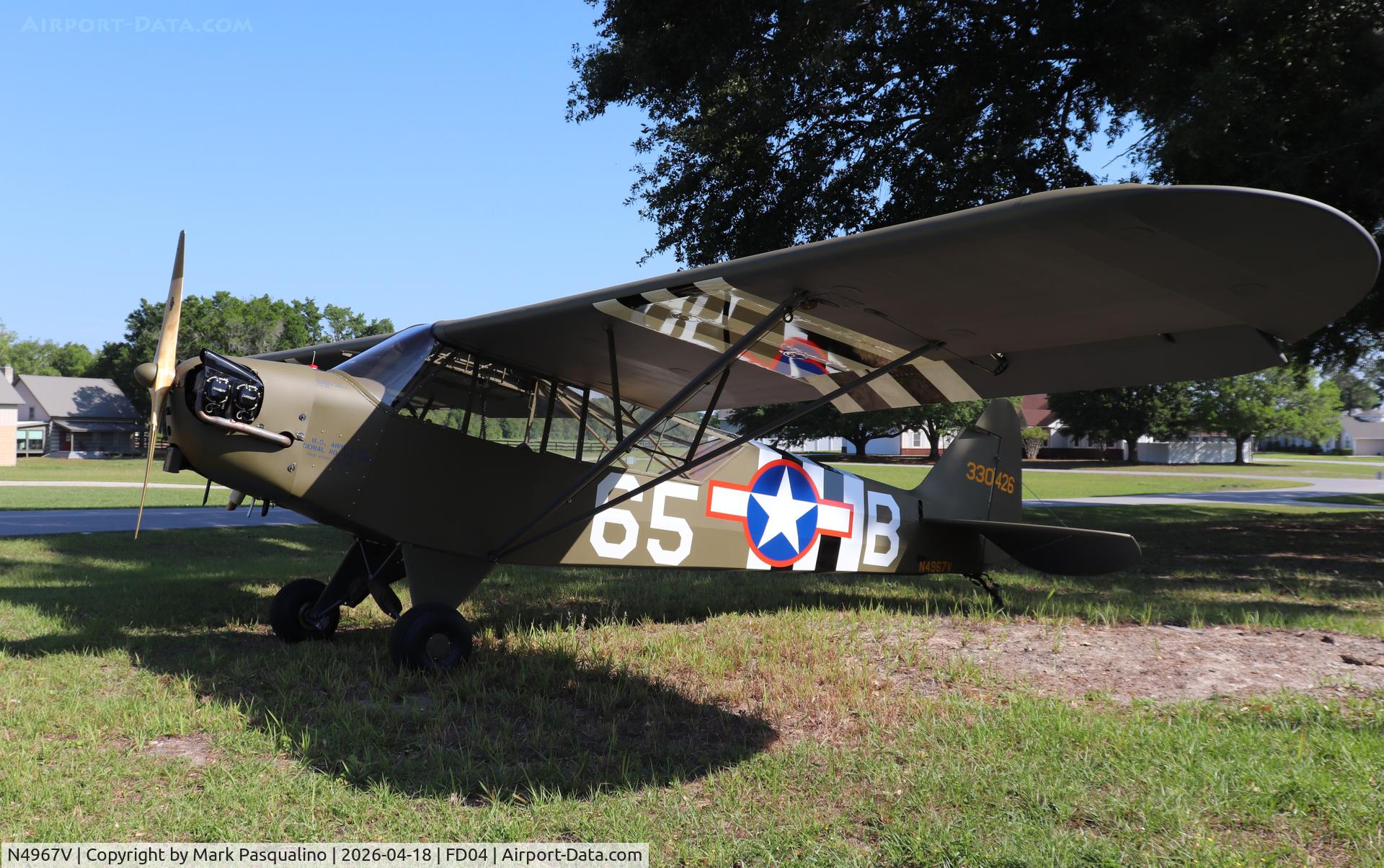 N4967V, 1945 Piper L-4J Grasshopper (J3C-65D) C/N 13610, Piper L-4J