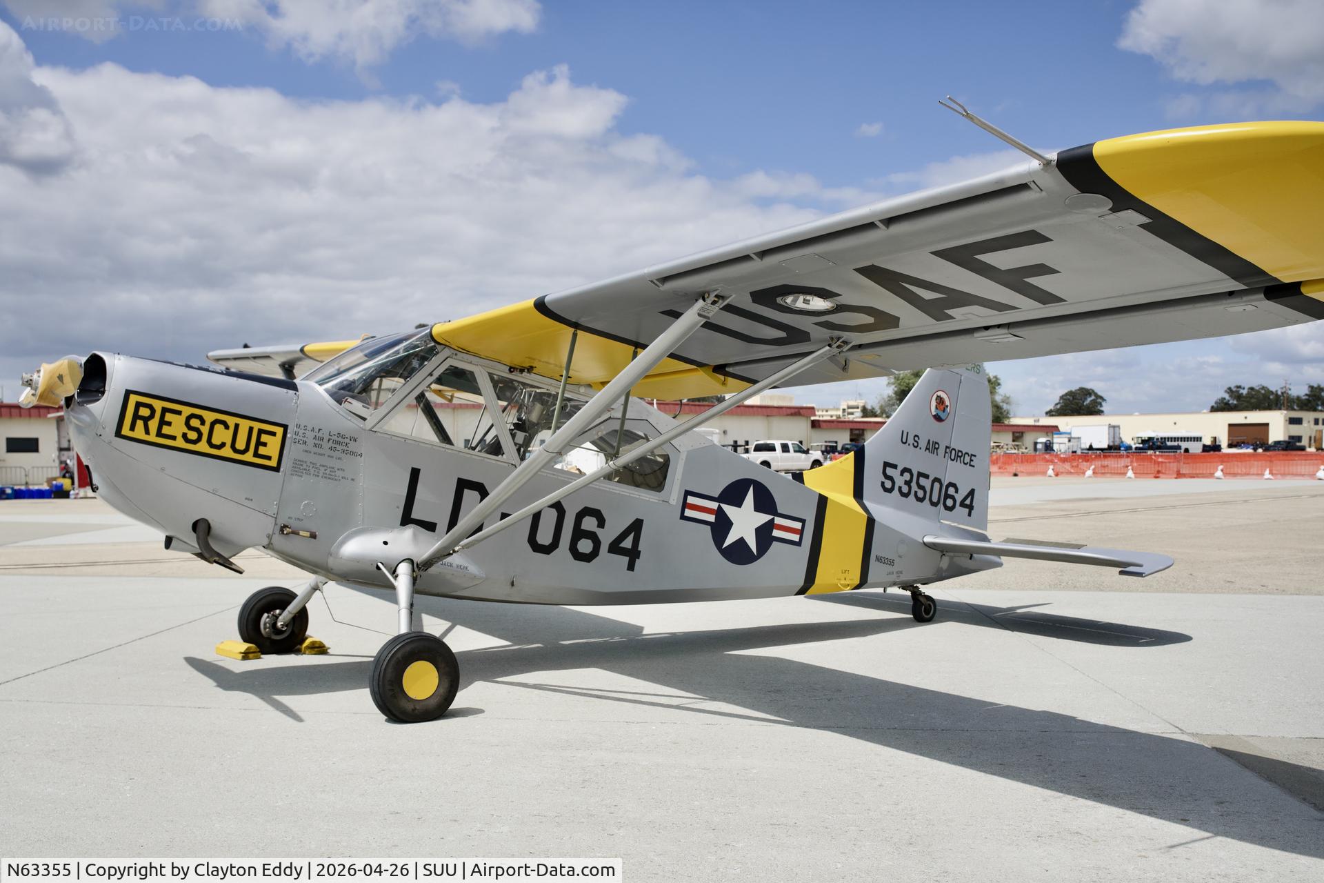 N63355, 1945 Stinson L-5G Sentinel C/N 4646, Travis AFB airshow in California 2026