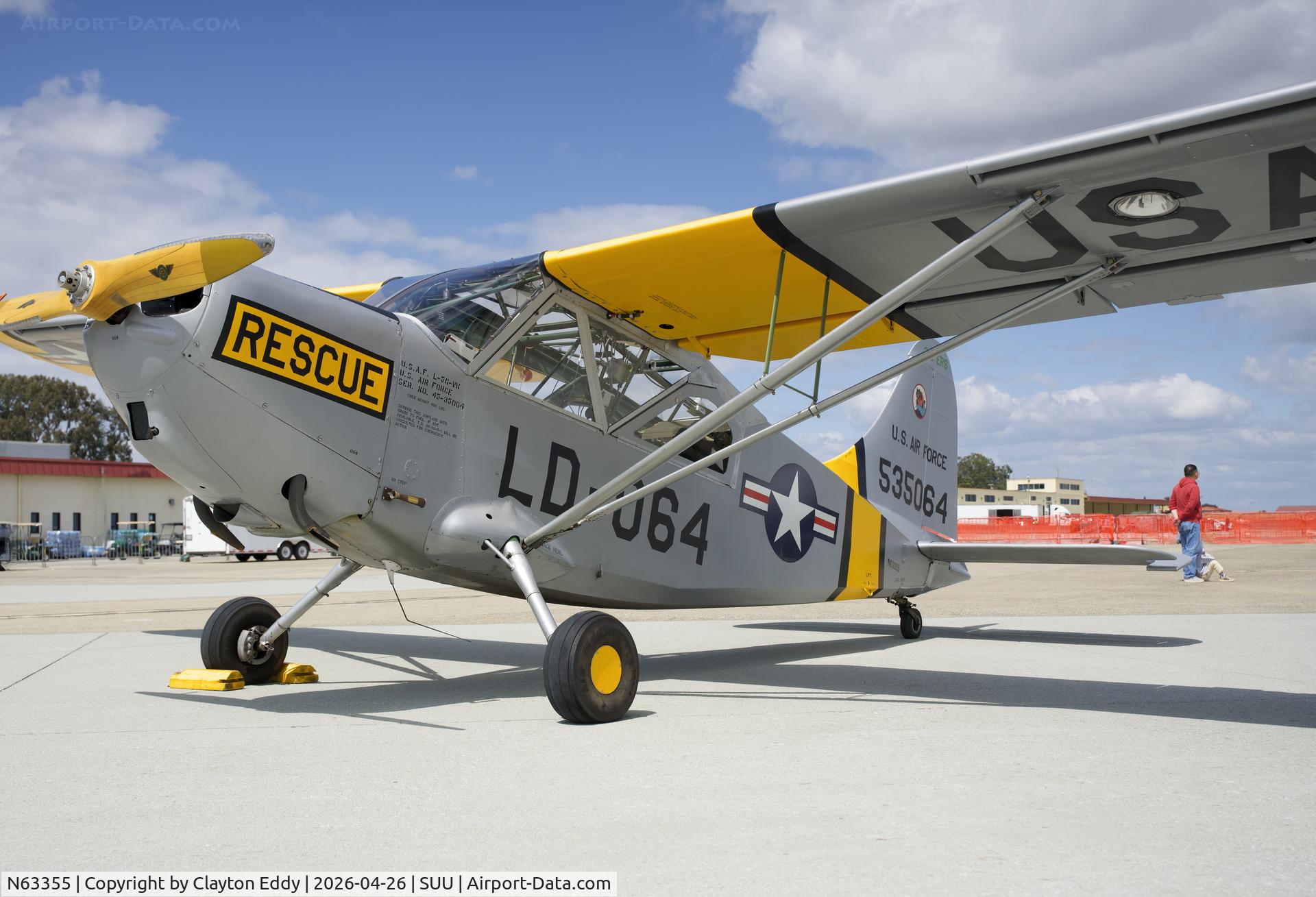 N63355, 1945 Stinson L-5G Sentinel C/N 4646, Travis AFB airshow in California 2026