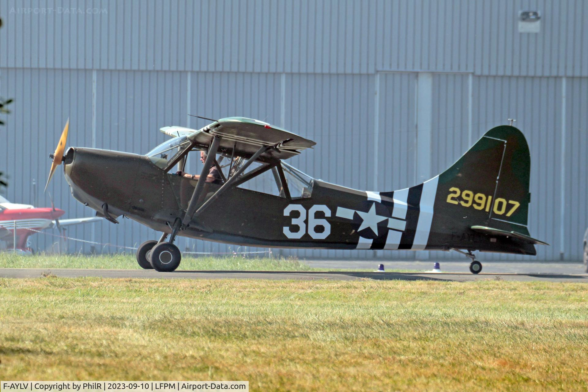 F-AYLV, 1943 Stinson L-5 Sentinel C/N 76-1348, F-AYLV 42-99107 1943 Stinson L-5 Sentinel Air Legend Melun-Villaroche 