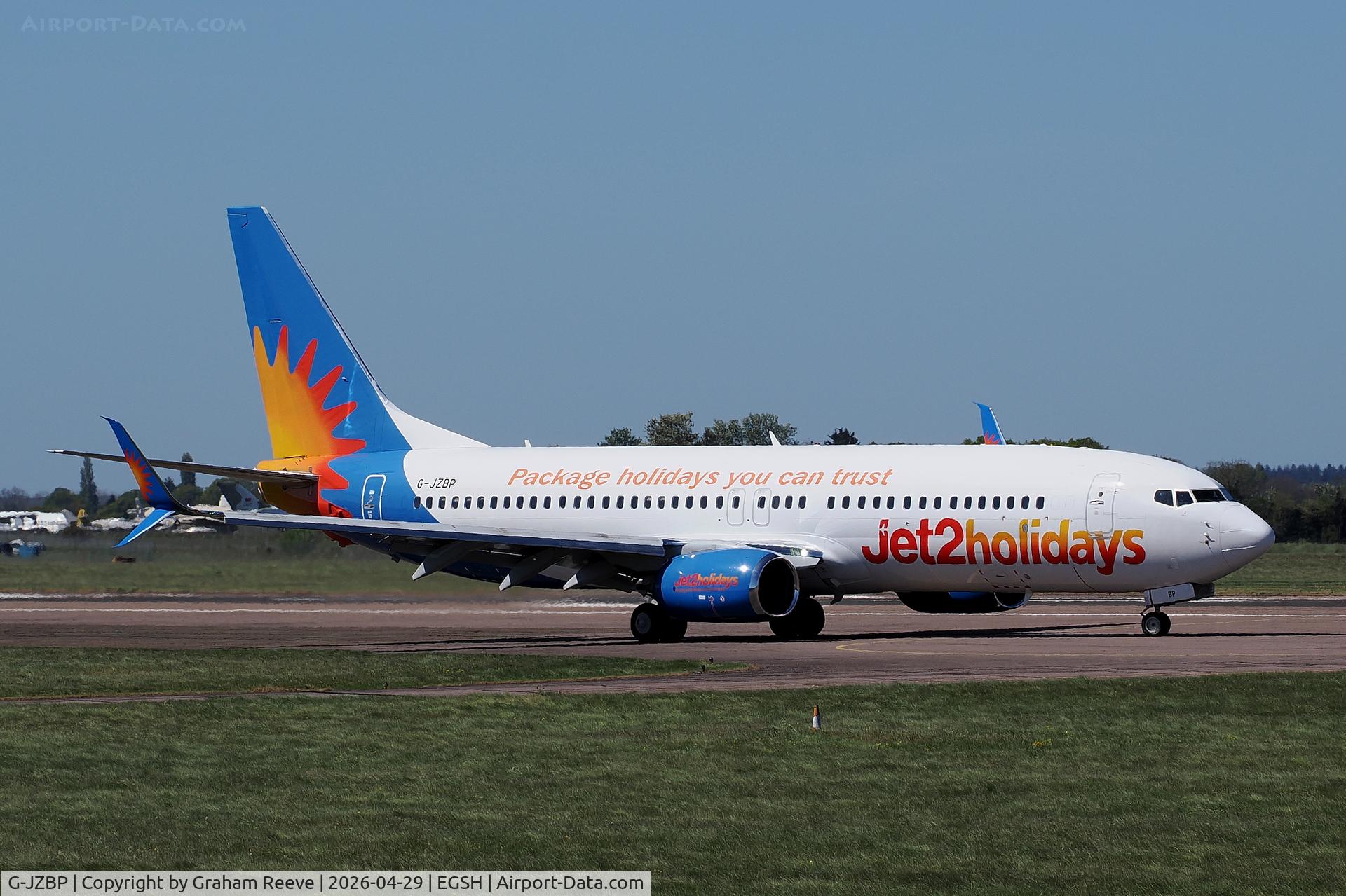 G-JZBP, 2018 Boeing 737-8MG C/N 64440, Just landed at Norwich.