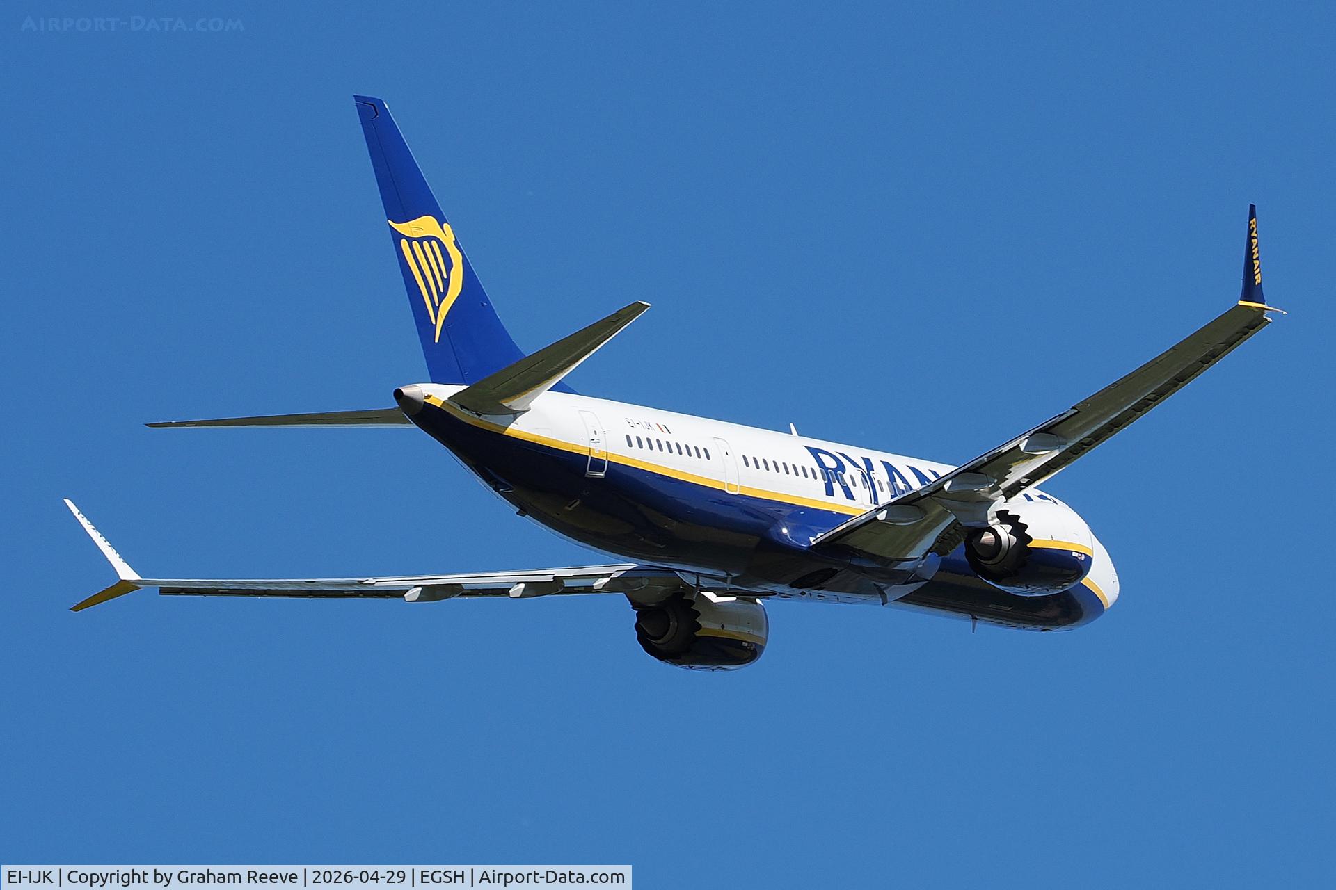 EI-IJK, 2023 Boeing 737-8 MAX 200 C/N 67111, Departing from Norwich for Faro.