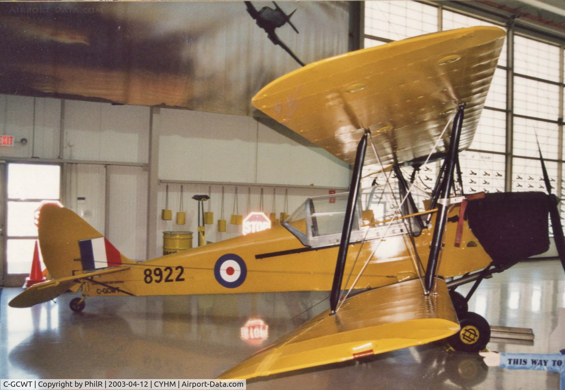 C-GCWT, 1942 De Havilland Canada DH-82C Tiger Moth C/N DHC1724, 8922 (C-GCWT) 1942 DHC DH82C Tiger Moth RCAF CWHM Hamilton