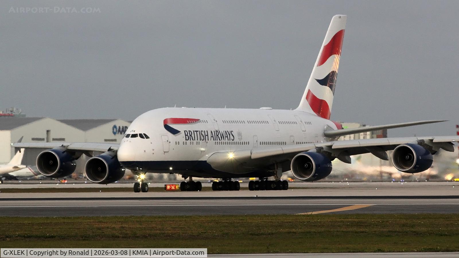 G-XLEK, 2015 Airbus A380-841 C/N 194, at mia