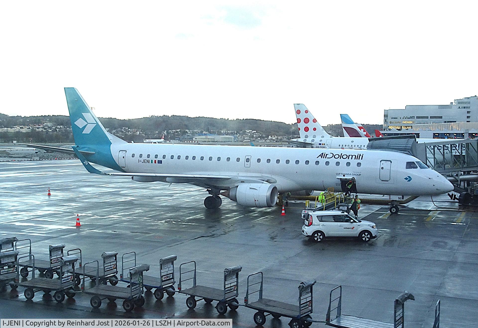 I-JENI, 2010 Embraer ERJ-190LR (ERJ-190-100 LR) C/N 19000368, With Air Dolomiti - Member of Lufthansa Group titles at Zürich-Kloten