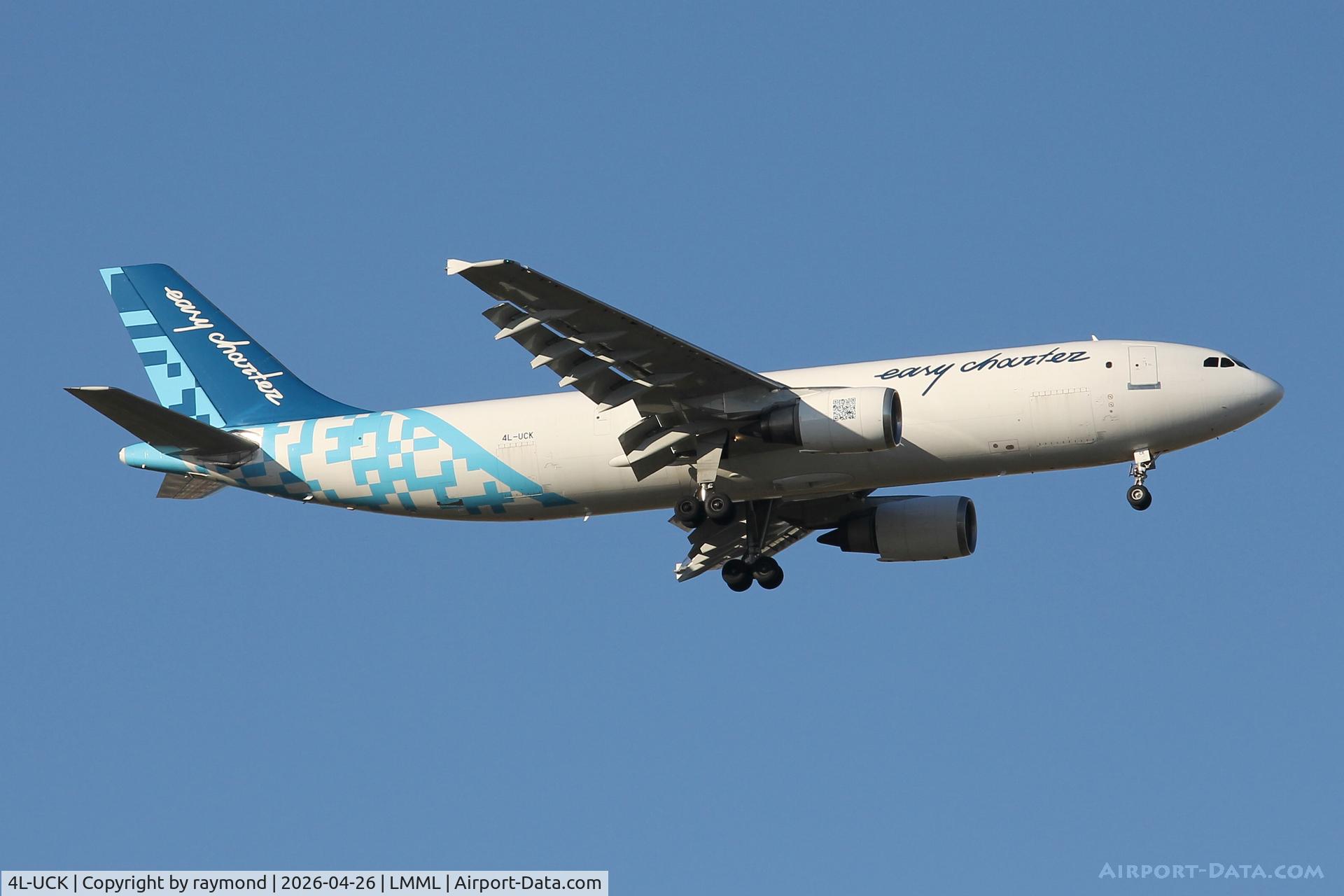 4L-UCK, 1989 Airbus A300F4-605R C/N 521, Airbus A300F4-605R reg 4L-UCK of Easy Charter on final approach for RW13 Malta.