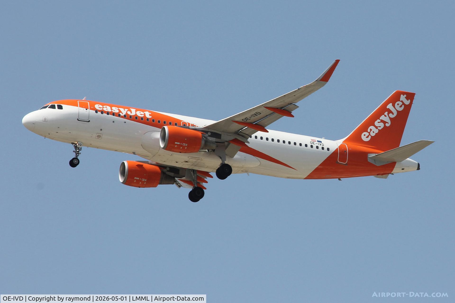 OE-IVD, 2016 Airbus A320-214 C/N 7183, Easyjet Europe Airbus A320-214 reg OE-IVD on a long approach for RW13 landing in Malta.