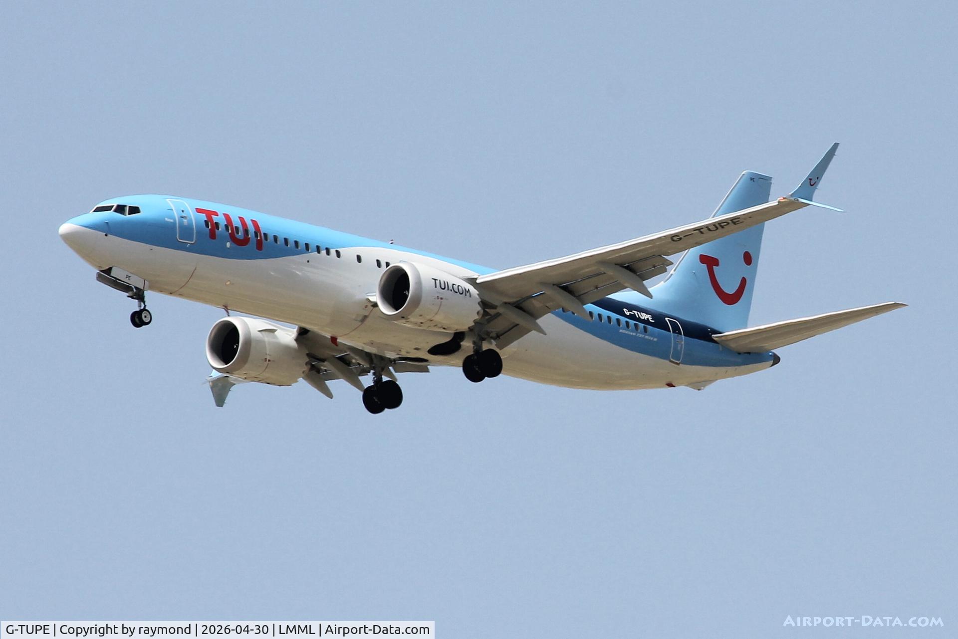 G-TUPE, Boeing 737- MAX 8 C/N 44666, Boeing 737- MAX 8 reg G-TUPE of TUIFly approaching RW13 Malta.