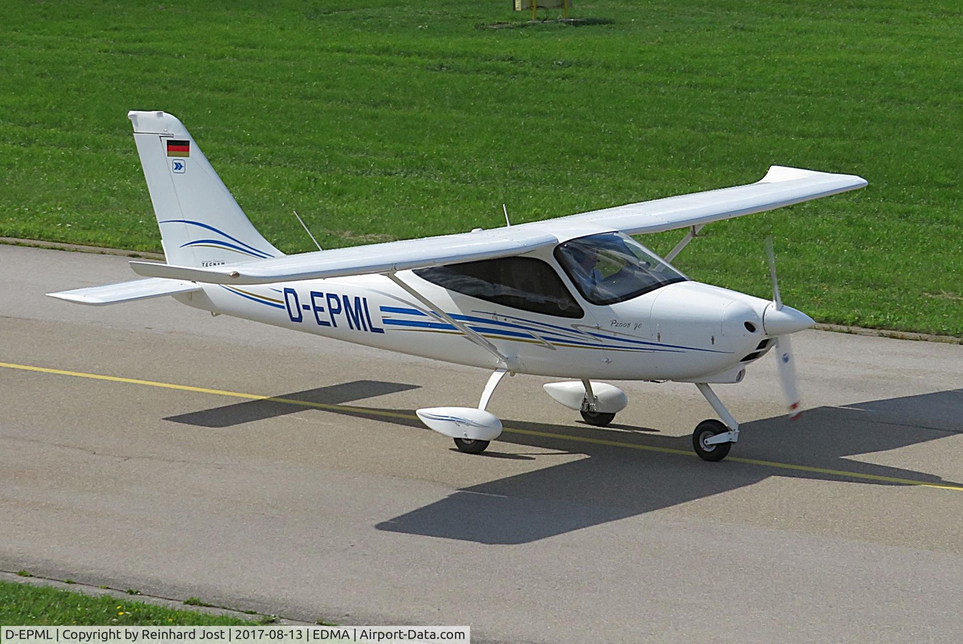 D-EPML, 2016 Tecnam P2008JC C/N 1063, Tecnam P2008JC as seen from the tower at Augsburg, Germany