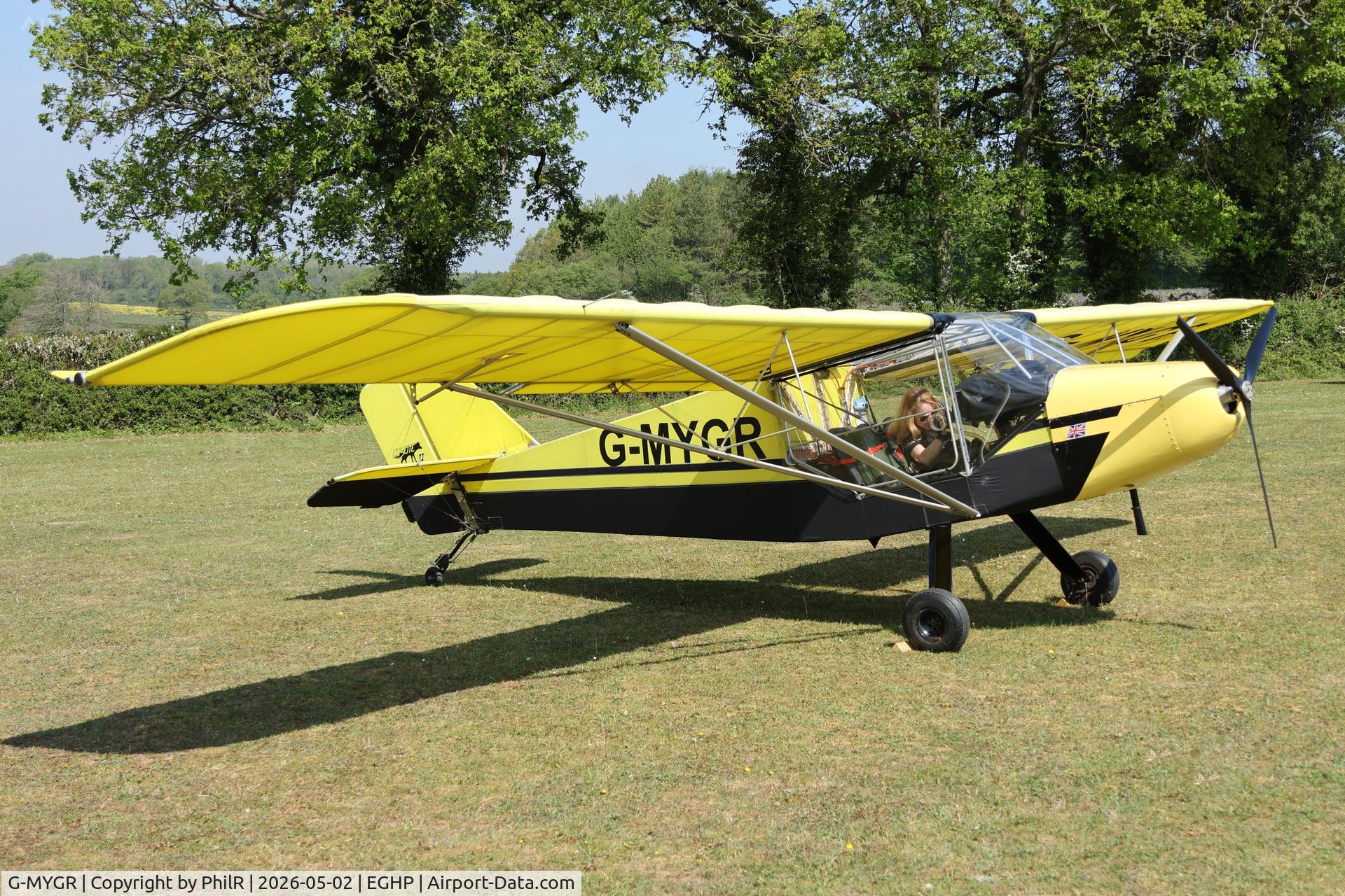 G-NBOX, 2014 Comco Ikarus C42 FB100 Bravo C/N 1405-7329, G-MYGR 1992 RANS S6-ESD (Modified) Microlight Show Popham