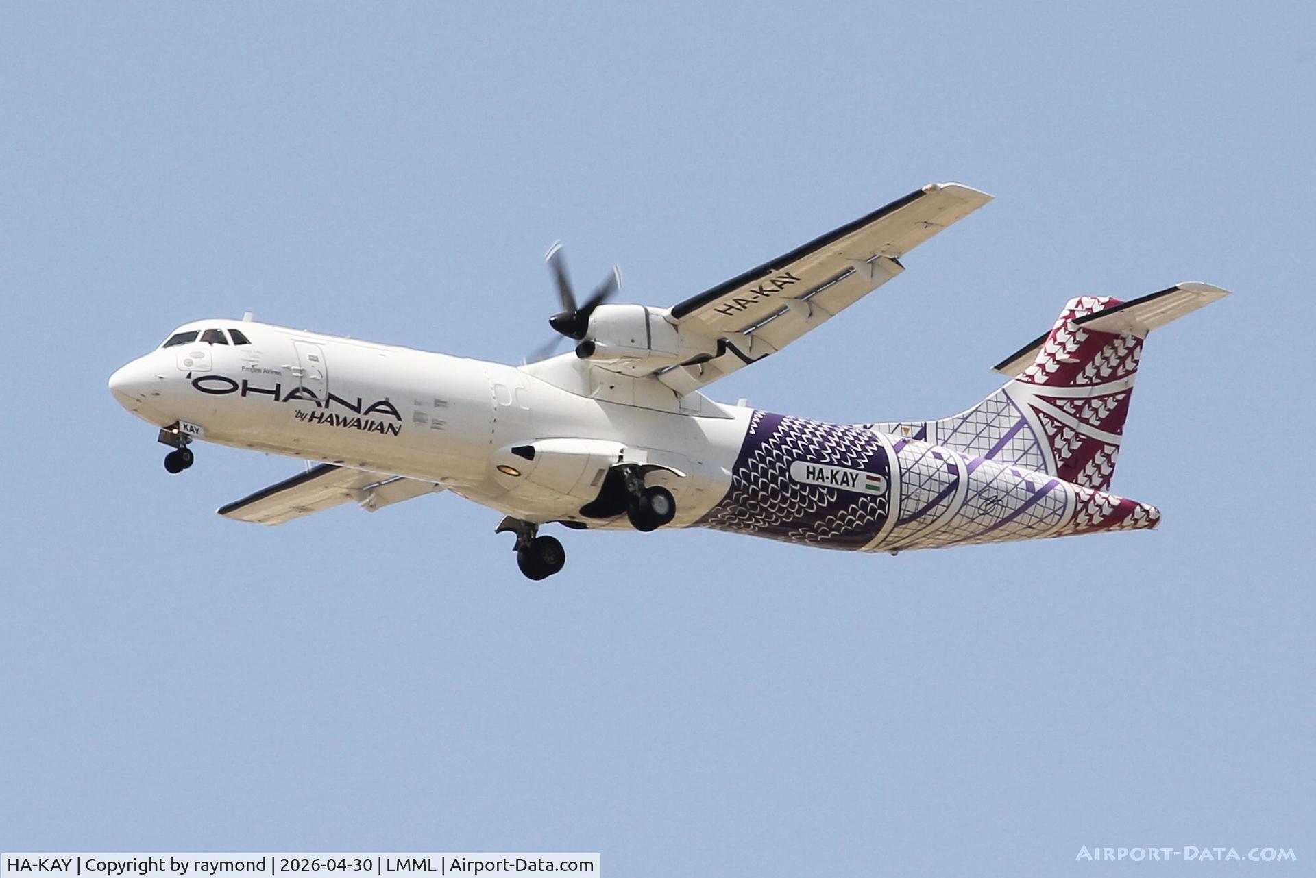 HA-KAY, 1991 ATR 72-201 C/N 227, Fleet Air International reg HA-KAY landing on RW13 in special Hawain livery.