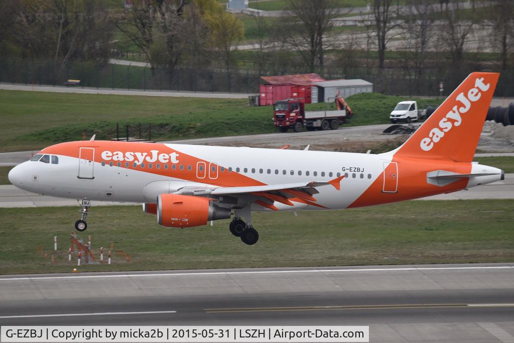 G-EZBJ, 2007 Airbus A319-111, c/n 3036, Landing