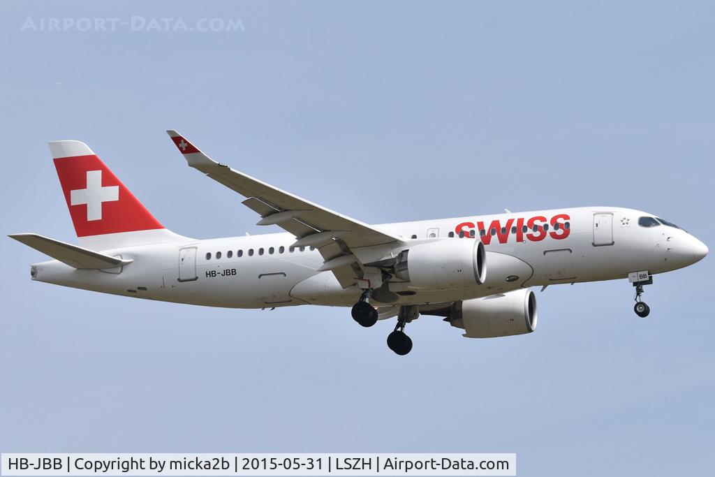 HB-JBB, 2016 Bombardier CSeries CS100 (BD-500-1A10) C/N 50011, Landing