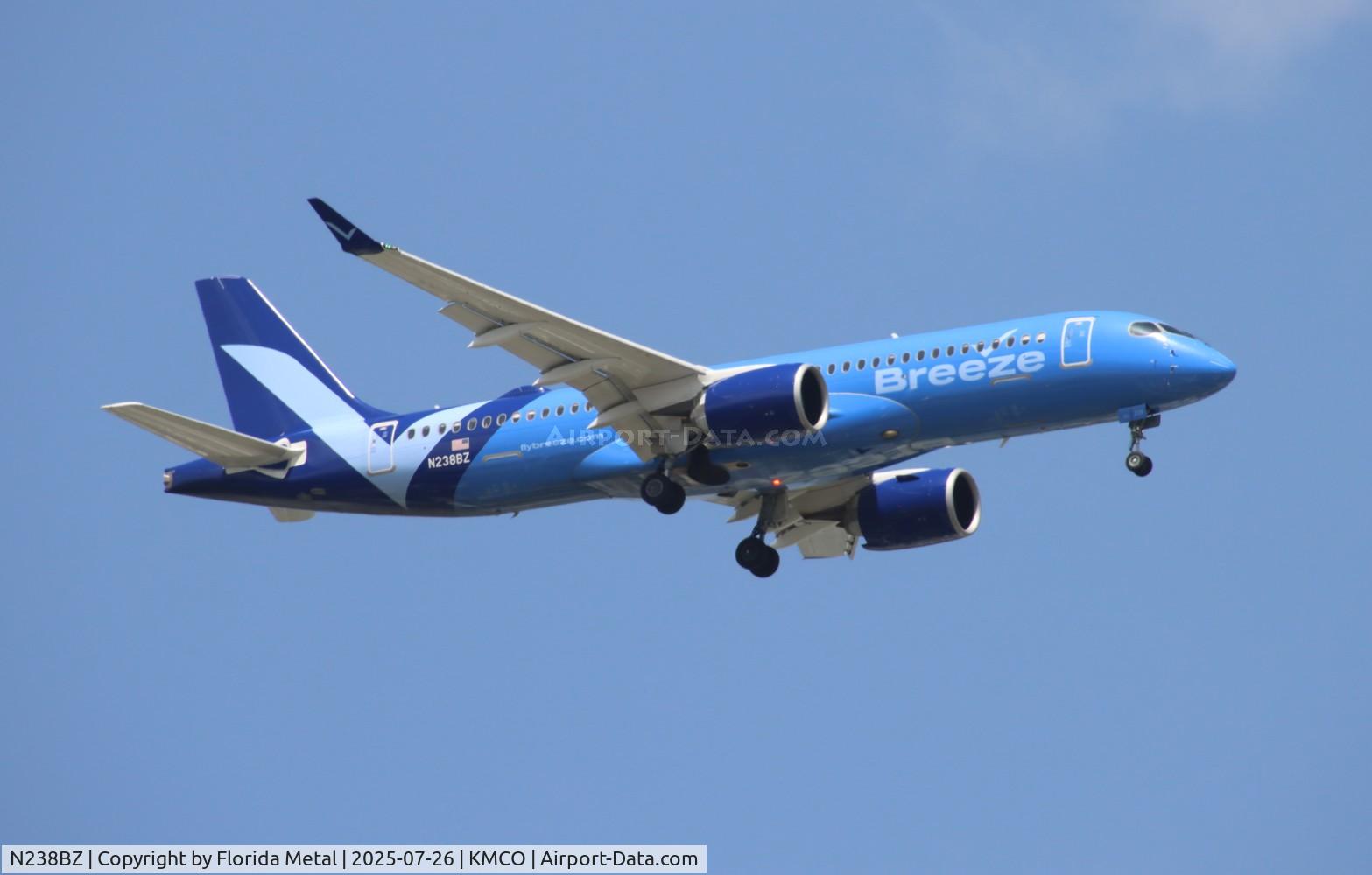 N238BZ, 2024 Airbus A220-371, c/n 55287, MXY A223 zx pwm-mco