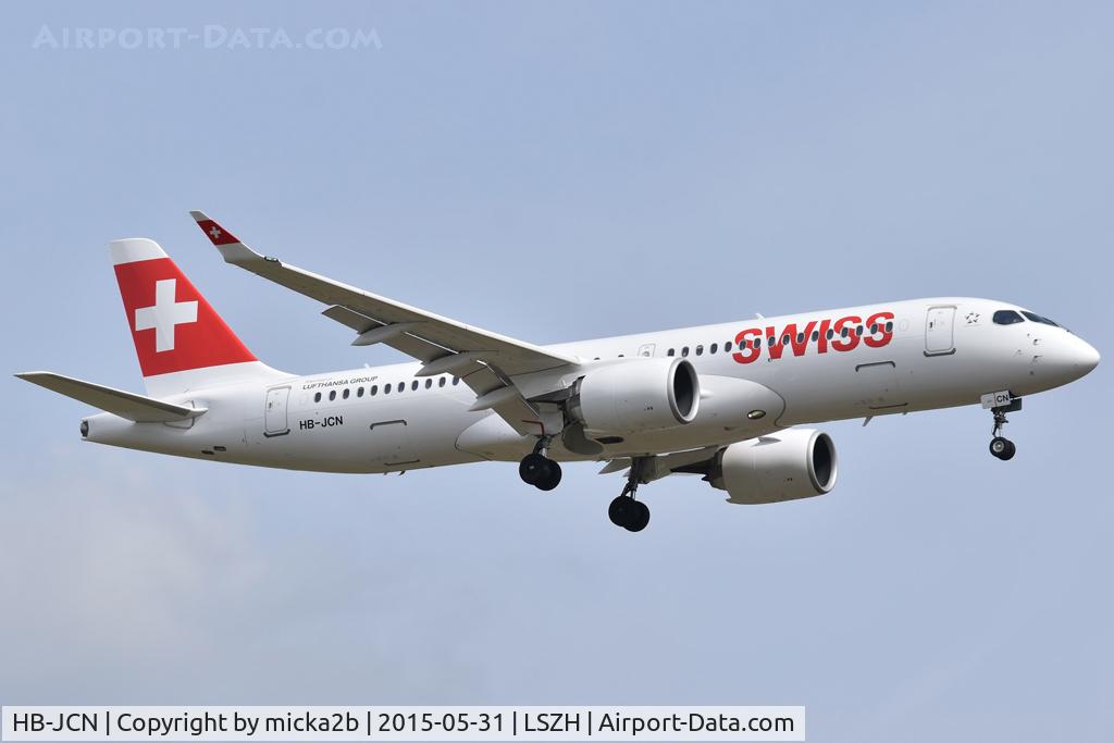 HB-JCN, 2018 Bombardier CSeries CS300 (BD-500-1A11) C/N 55032, Landing