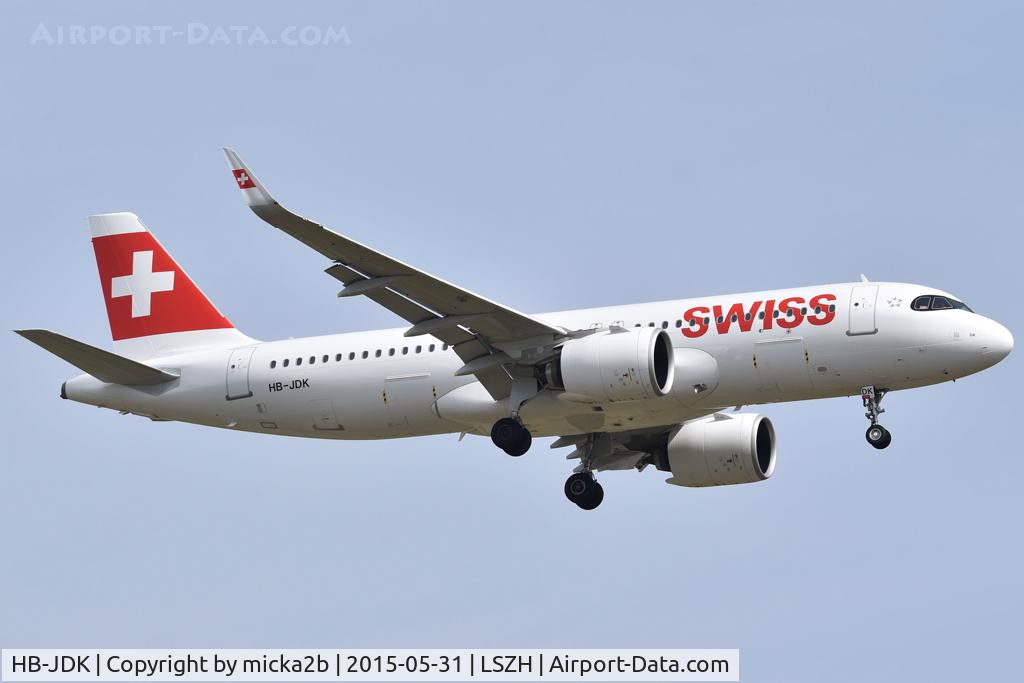 HB-JDK, 2025 Airbus A320-271 NX, c/n 12565, Landing