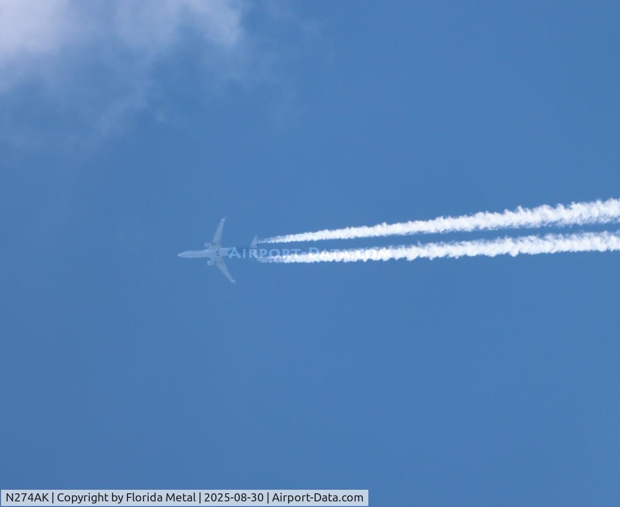 N274AK, 2017 Boeing 737-990/ER C/N 61555, ASA 739 zx in flight over Michigan san-ewr
