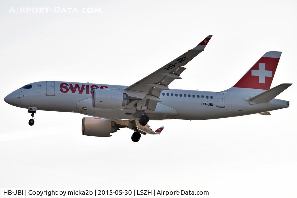 HB-JBI, 2019 Airbus A220-100, c/n 50018, Landing