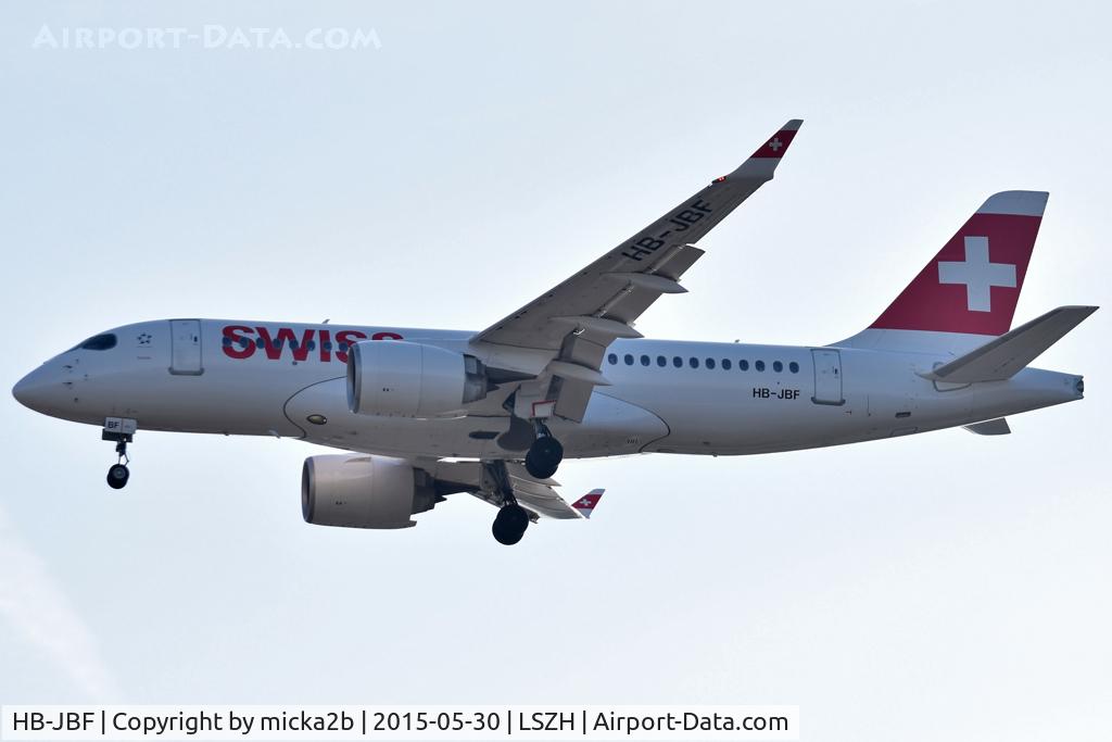 HB-JBF, 2017 Bombardier CSeries CS100 (BD-500-1A10) C/N 50015, Landing