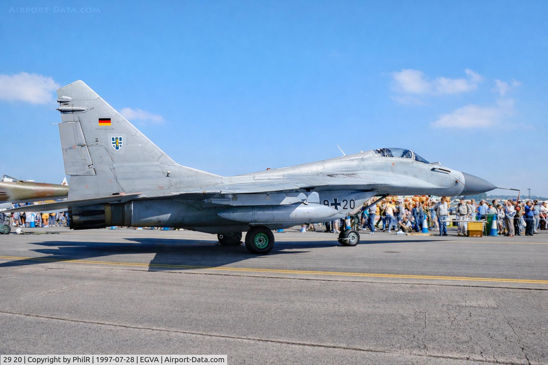29 20, Mikoyan-Gurevich MiG-29A, c/n 2960526315, 29+20 MiG-29A Fulcrum Luftwaffe RIAT 