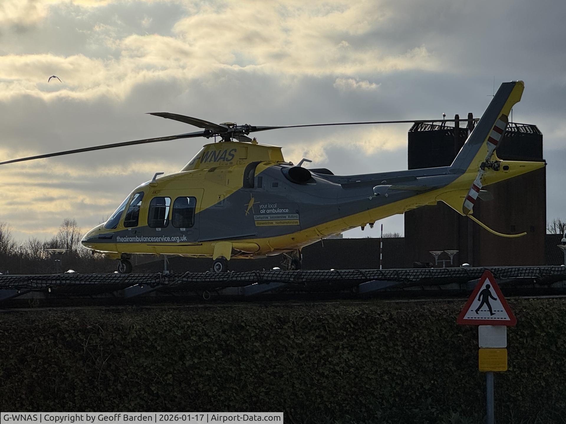 G-WNAS, 2020 Leonardo AW-109SP GrandNew, c/n 22426, G-WNAS having dropped their patients at Coventry Hospital