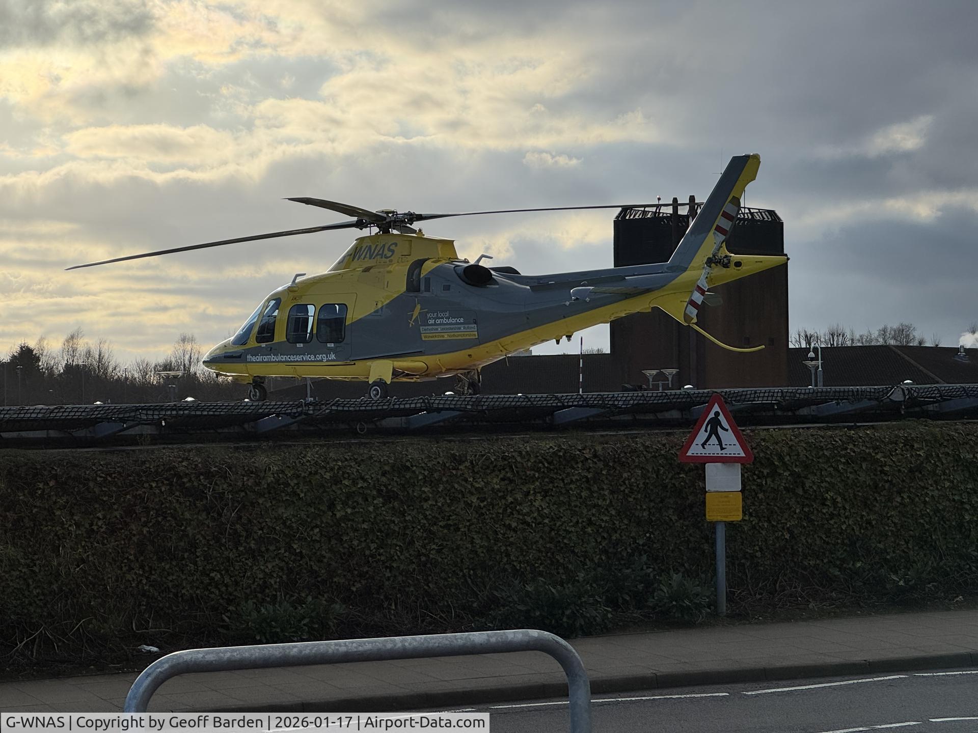 G-WNAS, 2020 Leonardo AW-109SP GrandNew, c/n 22426, G-WNAS at Coventry Hopsital after patient drop off