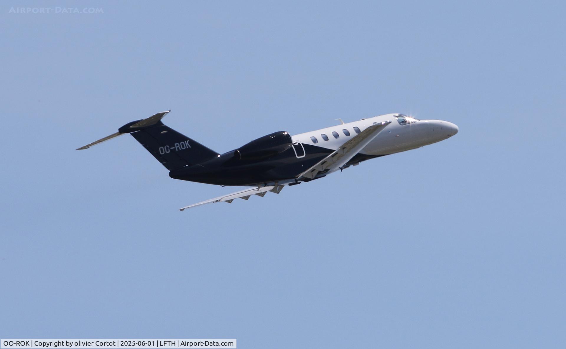 OO-ROK, 2022 Cessna 525C CitationJet CJ4 CitationJet CJ4 C/N 525C-0388, taking off, 2025