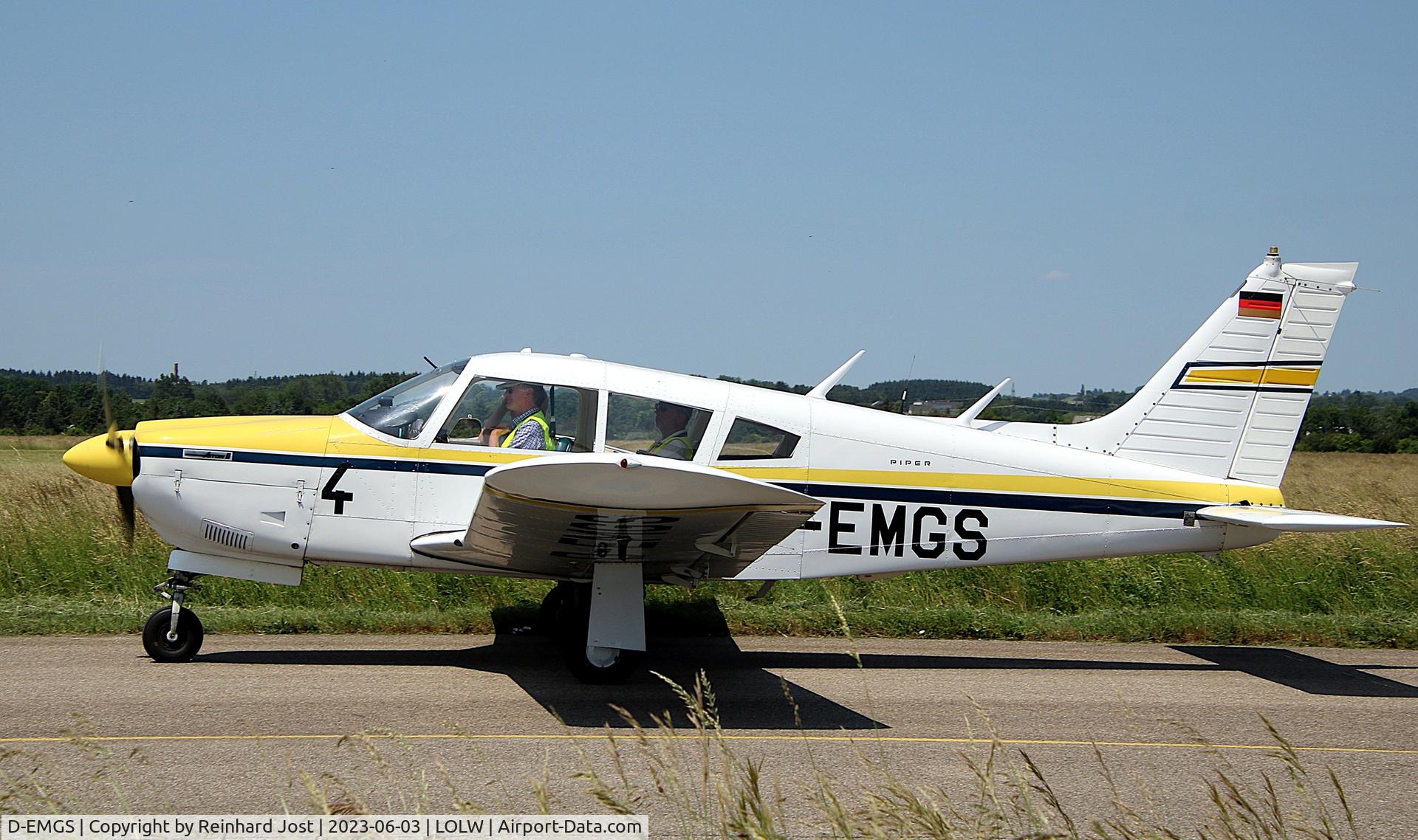 D-EMGS, Piper PA-28R-200 Arrow II C/N 28R-7335421, With number 4 on the nose at Wels, the last station of Deutschlandsflug 2023